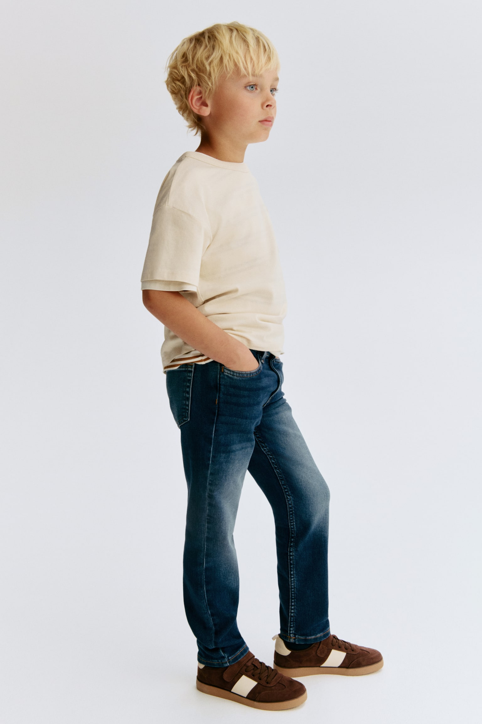Детские джинсы H&M Super Soft Slim Fit, цвет: Тёмный джинсовый синий — фото 3