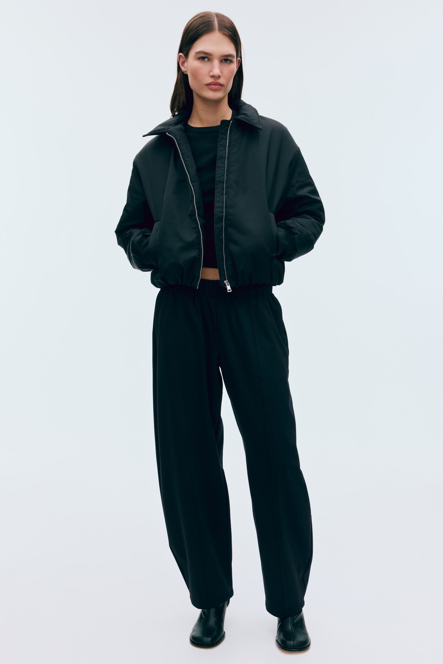 Barrel-leg Ponte di Roma trousers - Black/Light mole - 1