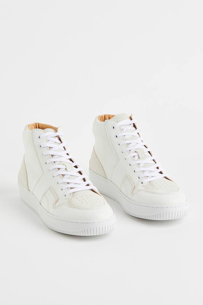 Hi-top leather trainers - White - 4