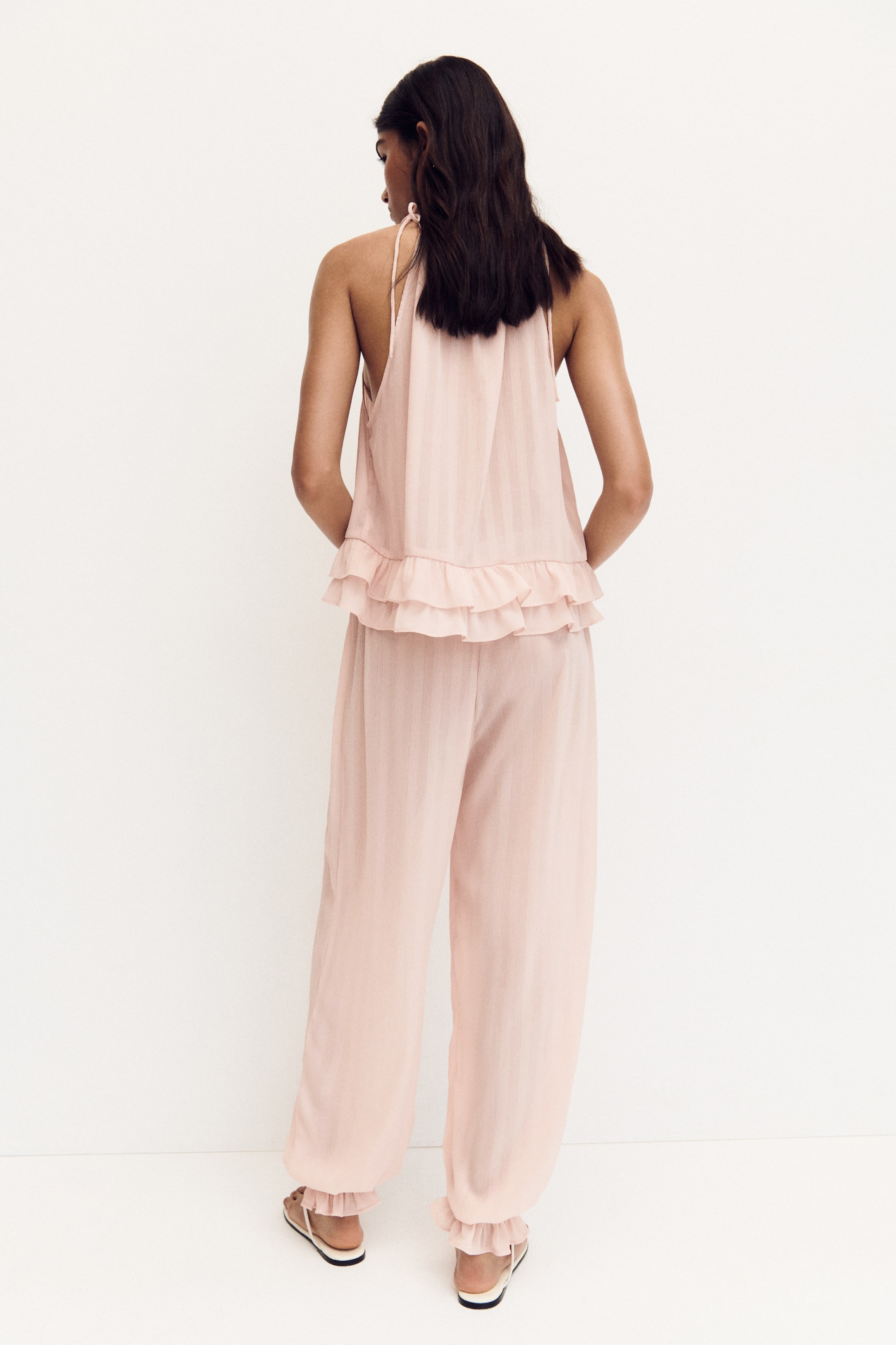 Crinkled Balloon-Leg Pants