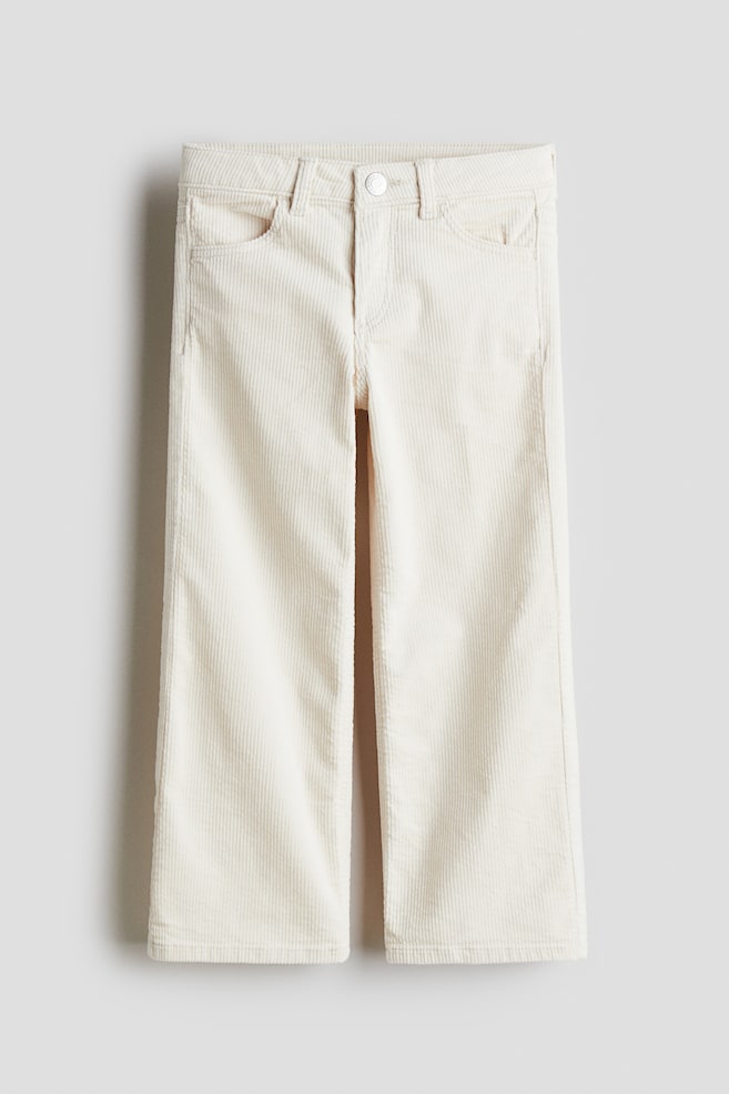 Wide cotton corduroy trousers - Light beige - 1
