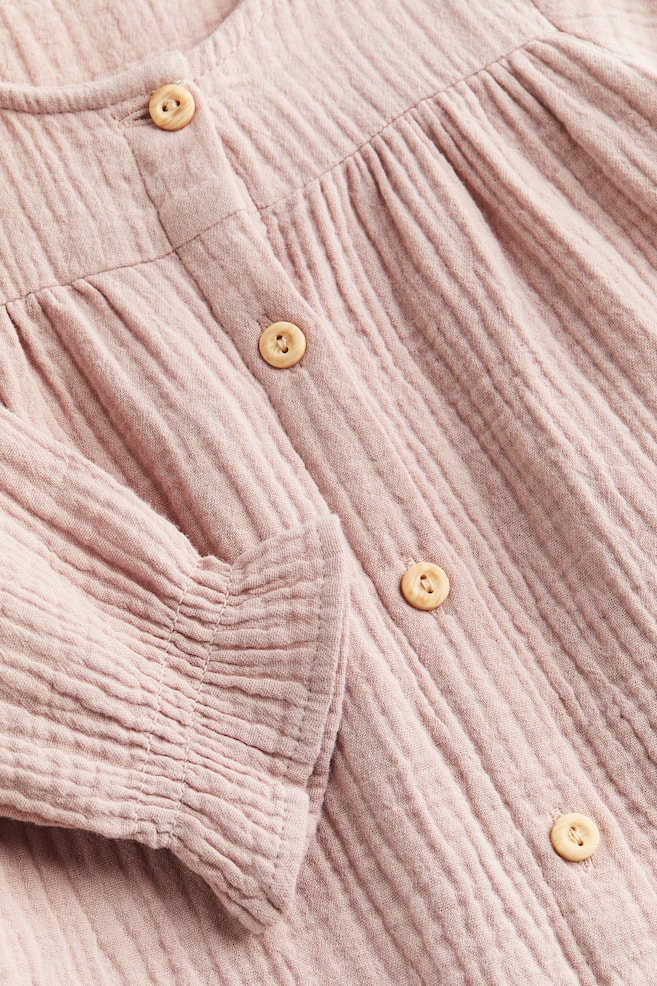 Long-sleeved cotton dress - Dusky pink/Dark grey/Checked - 2