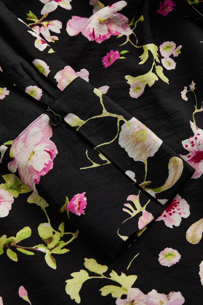 Robe portefeuille avec détail noué - Noir/fleuri/Rose/petites fleurs - 2