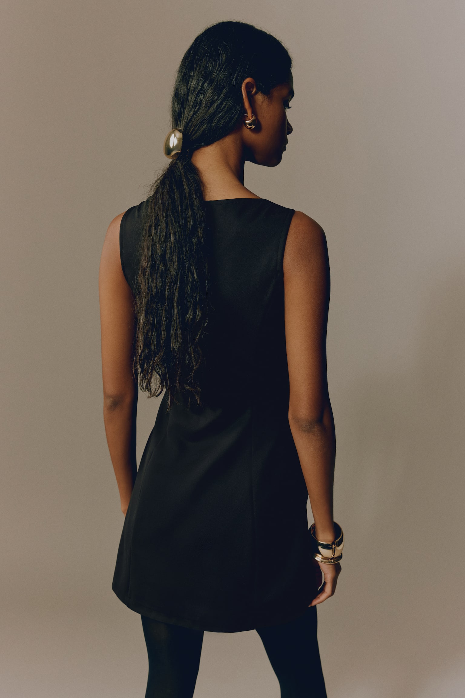 Boat-Neck Dress - Black - 3