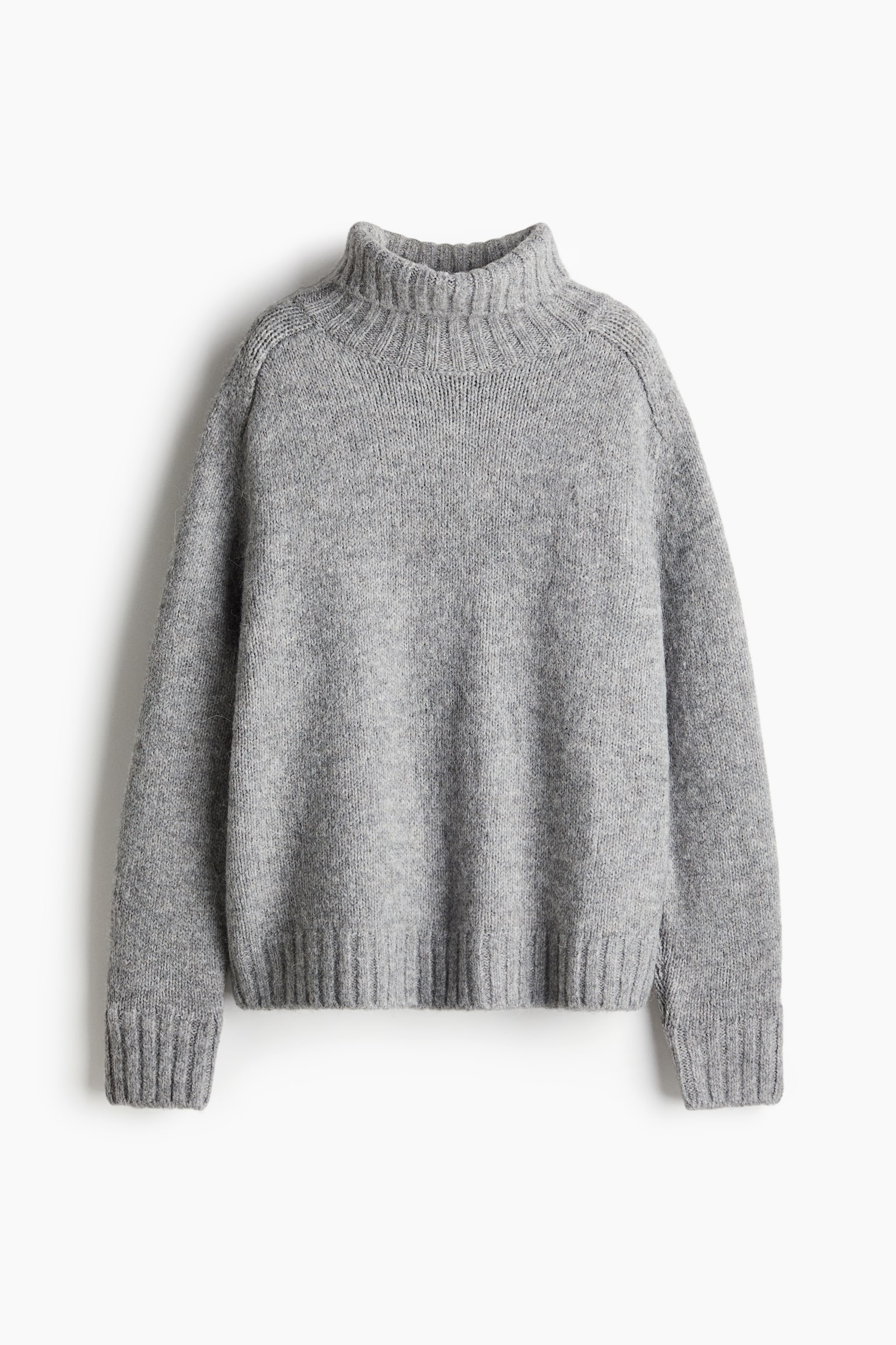 Oversized polo-neck jumper - Grey marl/Cream - 2