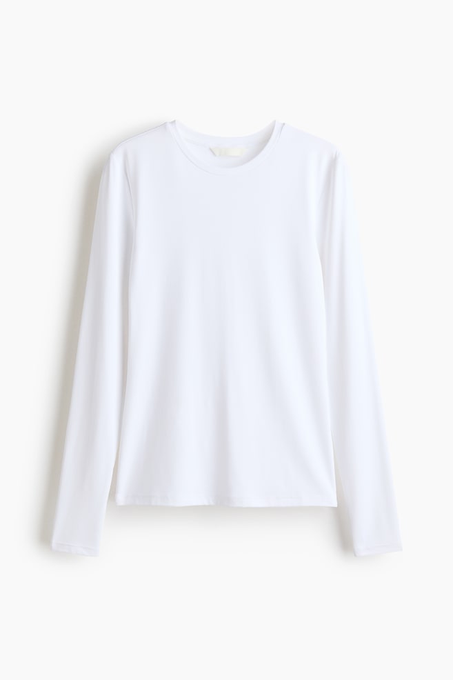 Maglia in microfibra con maniche lunghe - Bianco/Viola polvere scuro/Greige scuro/Talpa scuro/Nero/Grigio chiaro - 1