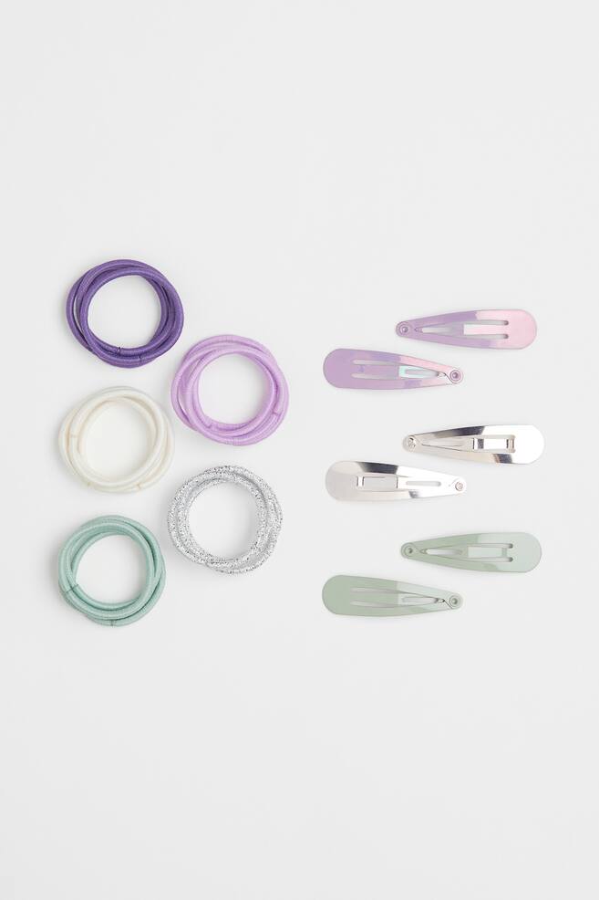 Hair elastics and clips - Light purple/Light green
