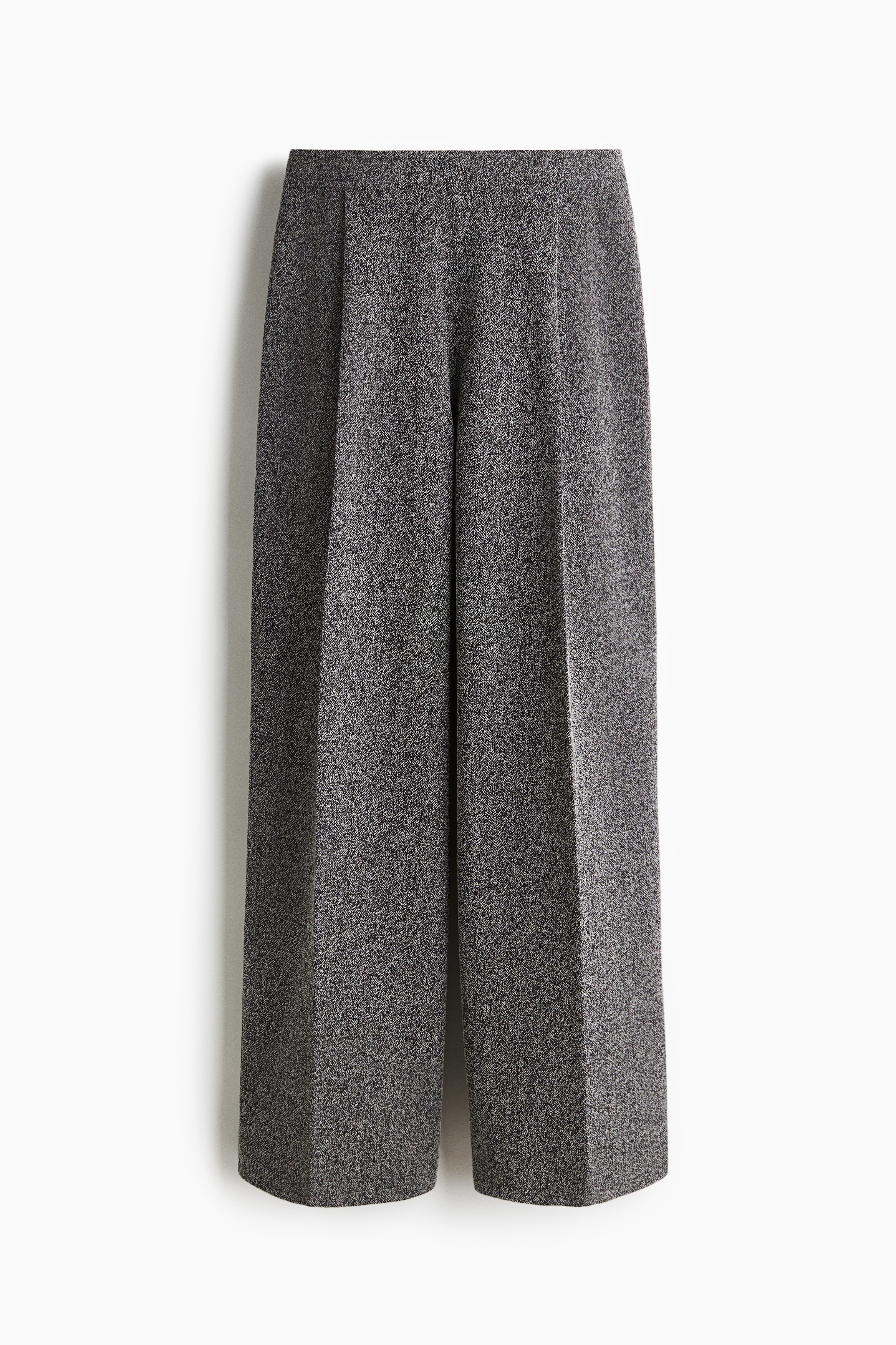 Pleat-front trousers - Dark grey/Herringbone pattern