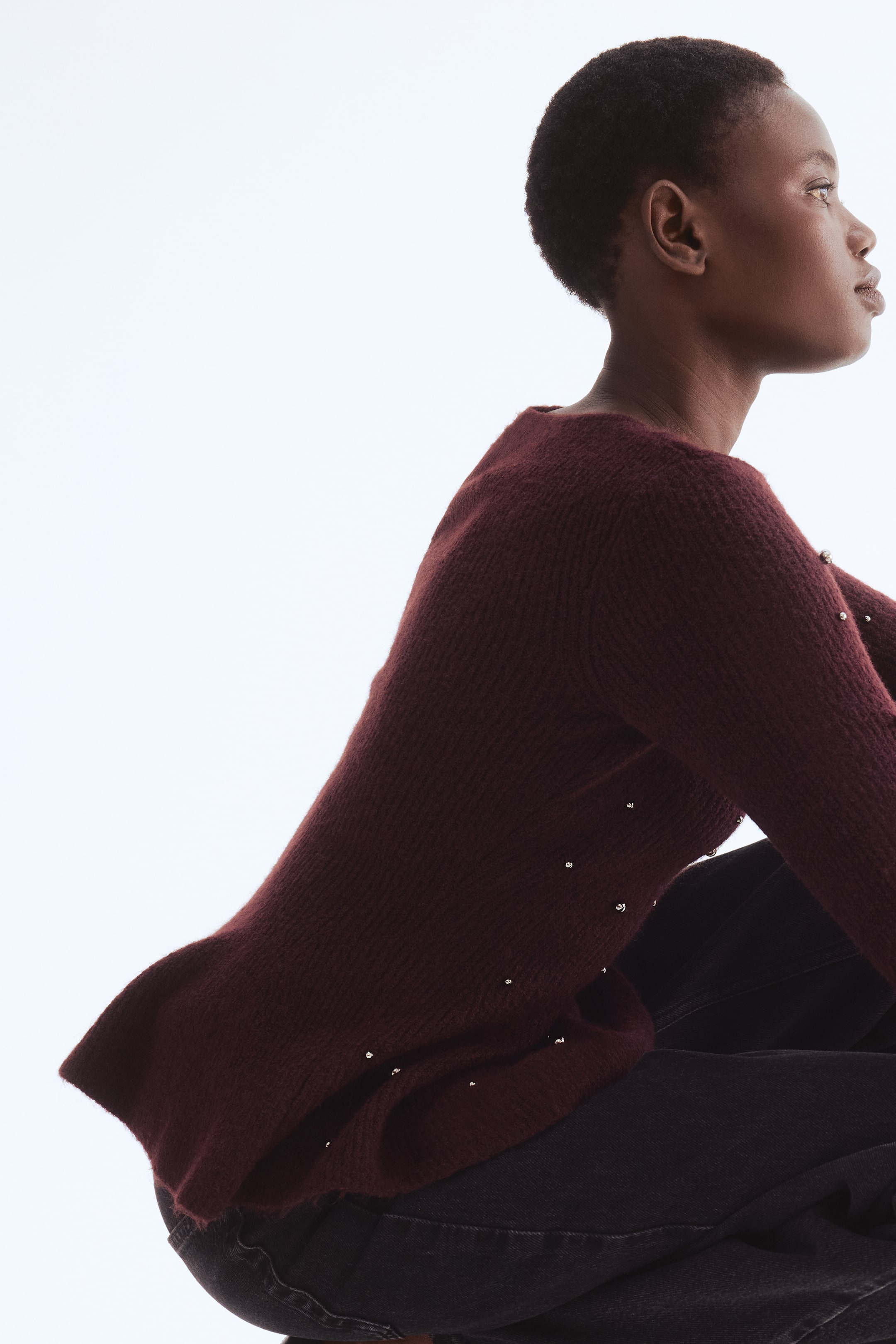 Agrandir l'image: Top péplum avec perles fantaisie - Bordeaux - FEMME | H&M BE 3