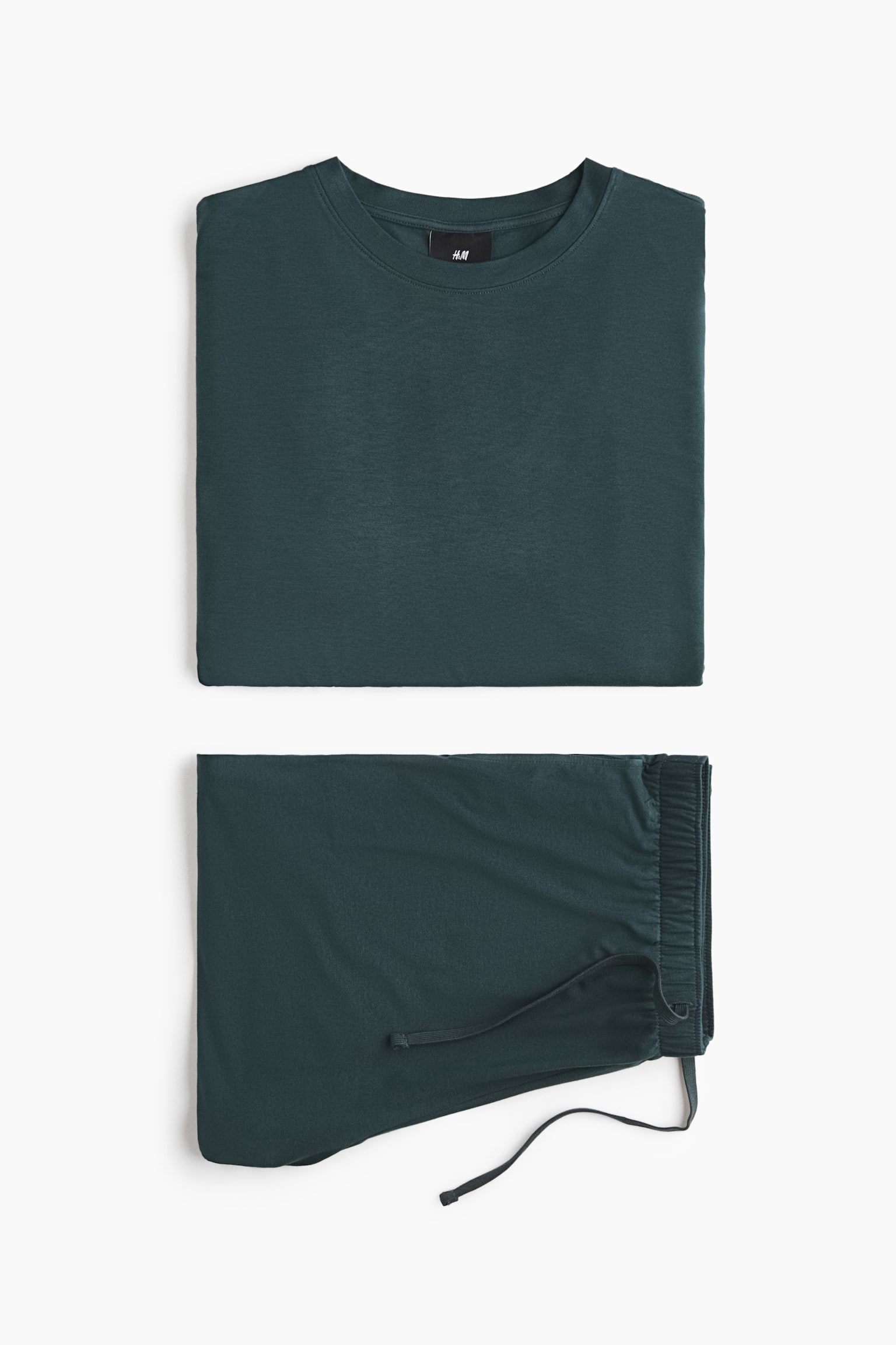 Pyjama T-shirt and shorts set - Dark turquoise/Light grey marl/Dusty blue