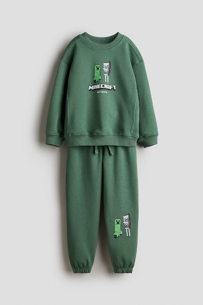 2-piece sweatshirt set - Green/Minecraft - 1