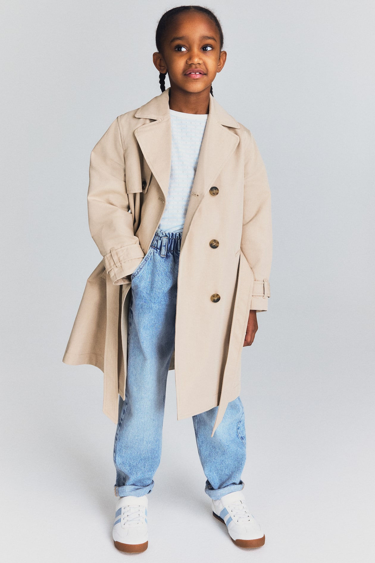 Double Breasted Trench Coat Beige Kids H&M AU