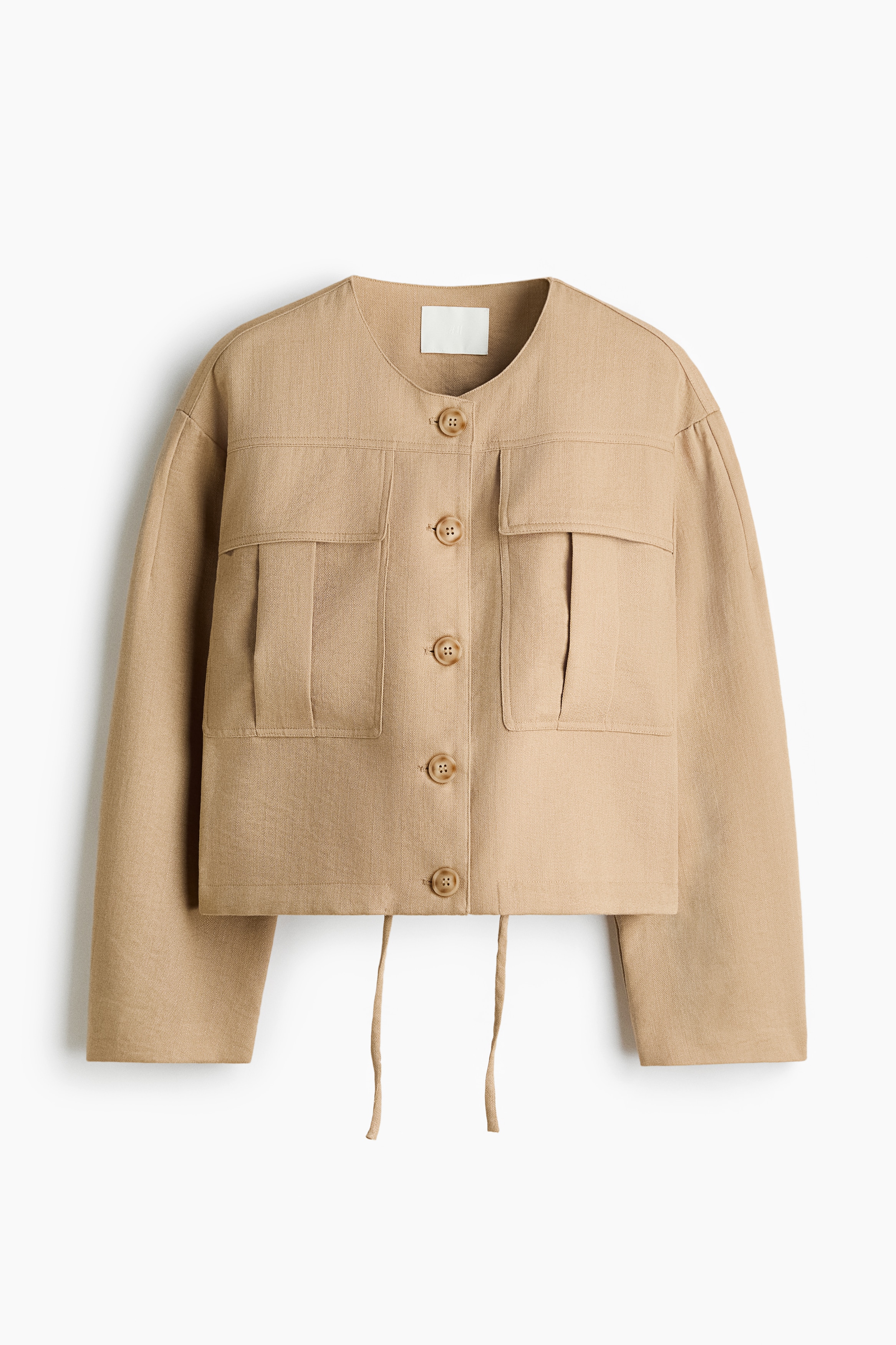 Kraagloos jack - Beige/Olijfgroen