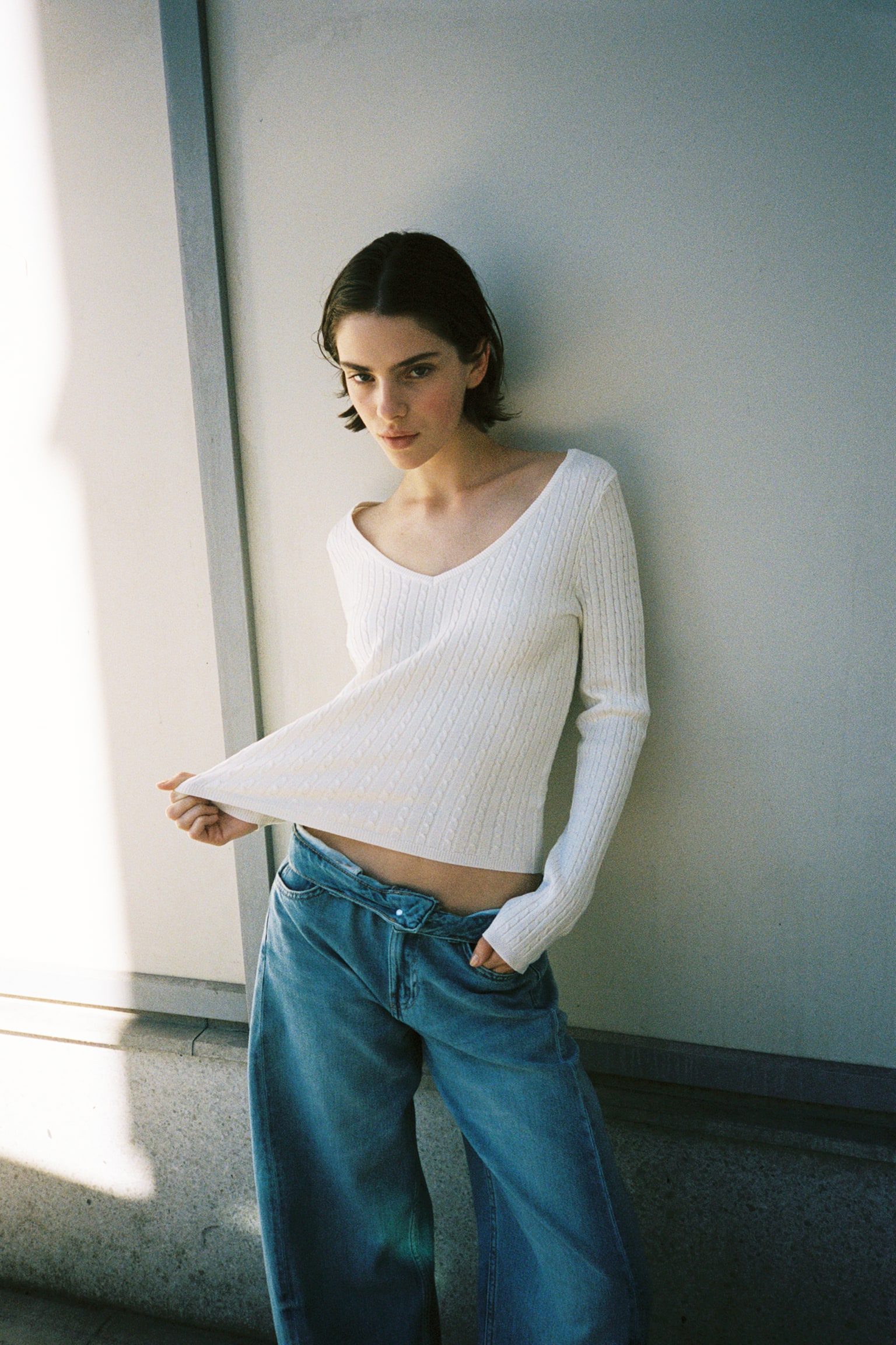Cable-Knit Viscose-Blend Sweater - Cream/Dark red - 1
