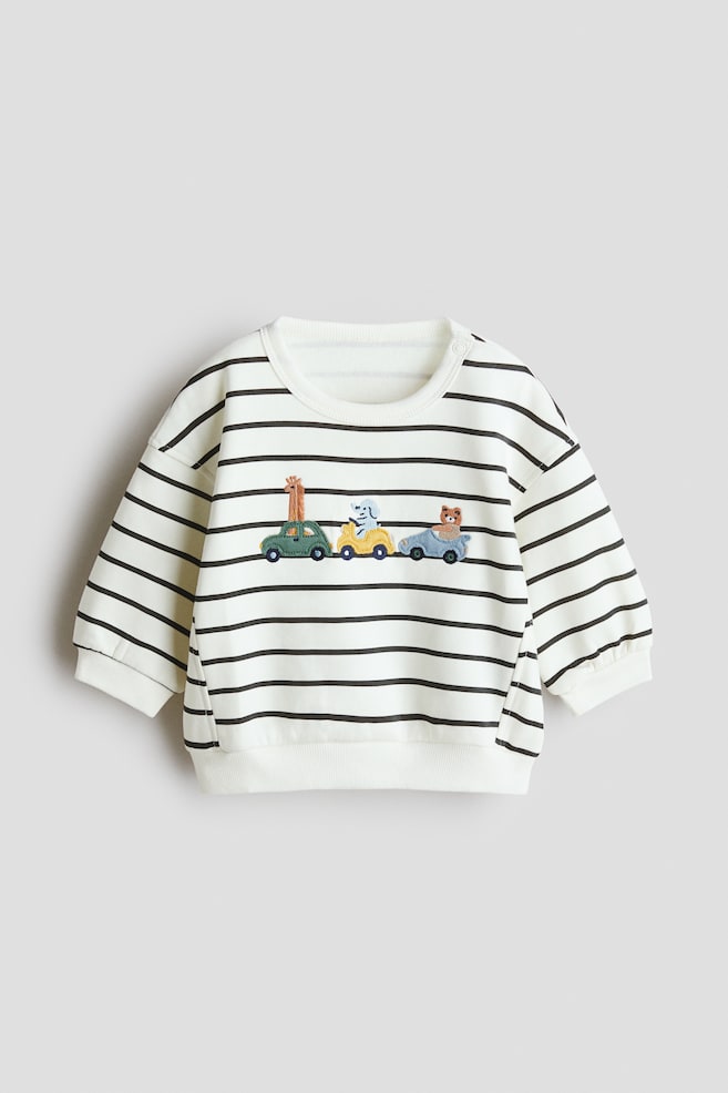 Sweatshirt with Motif - White/cars/Dusty blue/dinosaur - 1