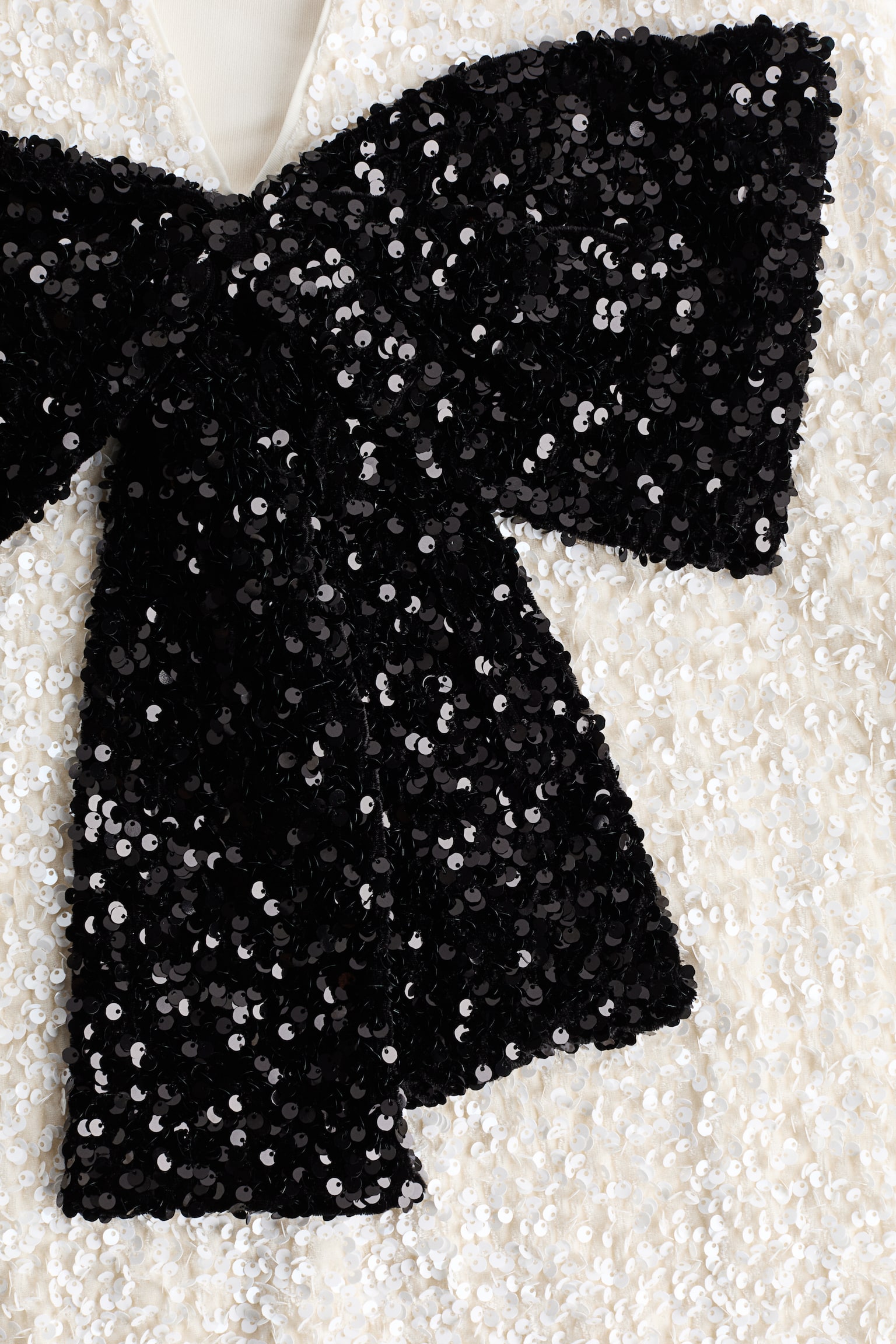 MAMA Bow-detail sequined dress - White/Black/Dark brown/Dark green - 8