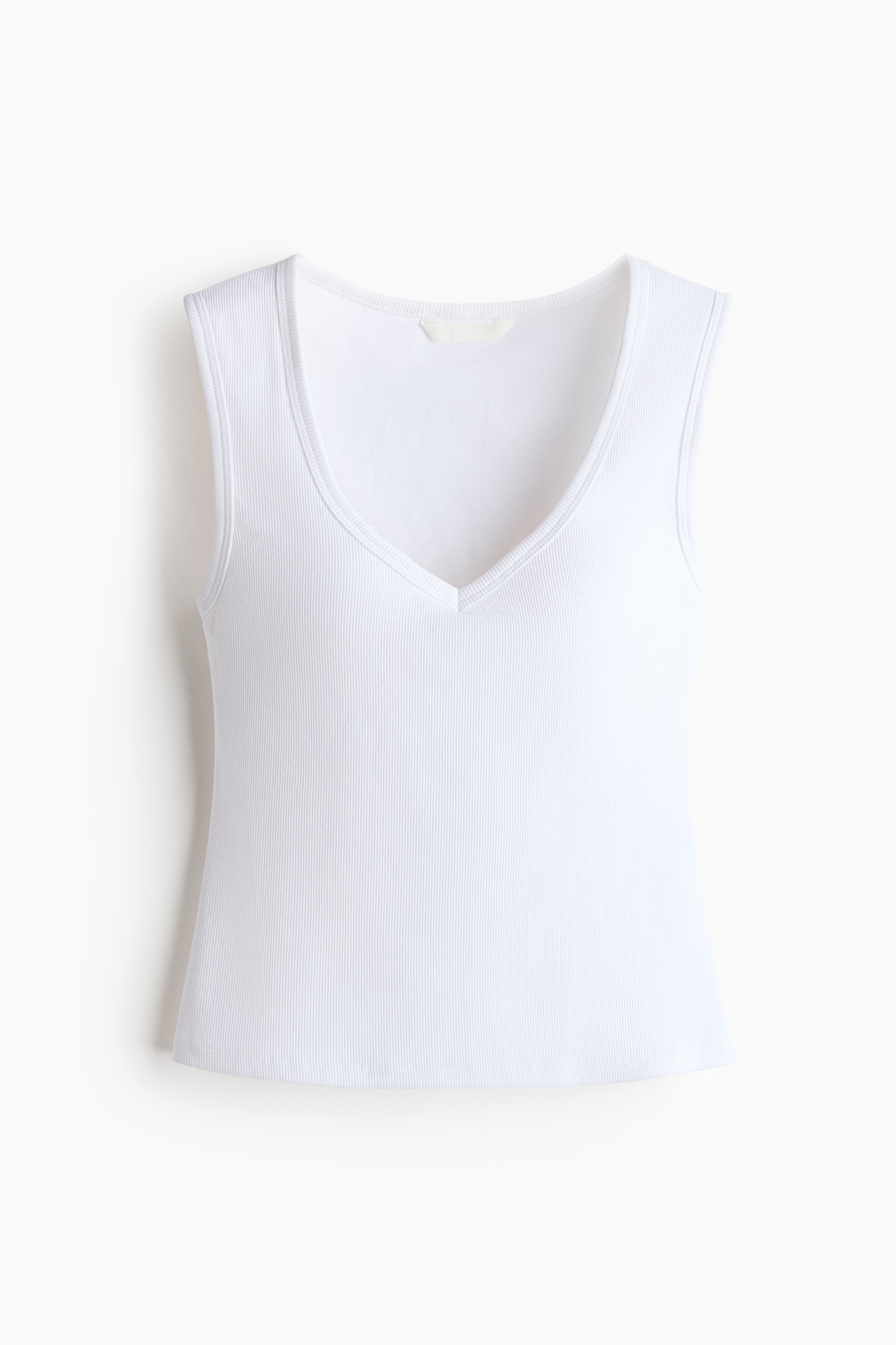 Integral-bra cotton vest top - ホワイト/ブラック