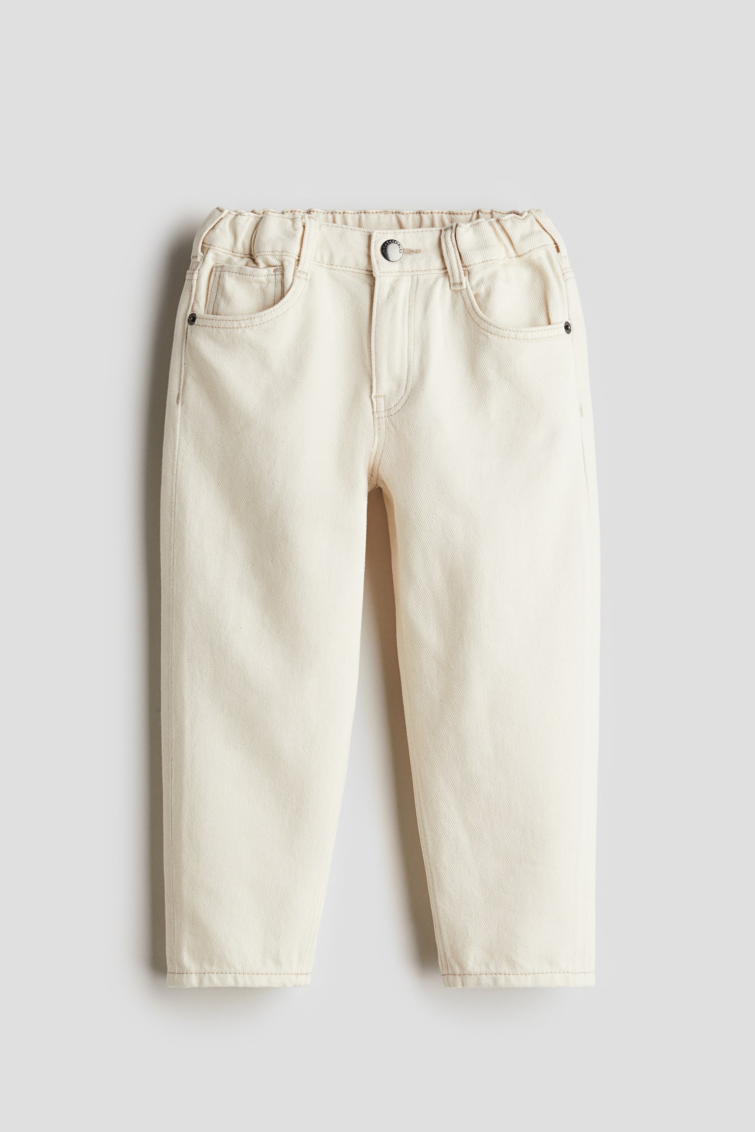 Tapered cotton-blend jeans - Cream/Dark grey/Denim blue - 2