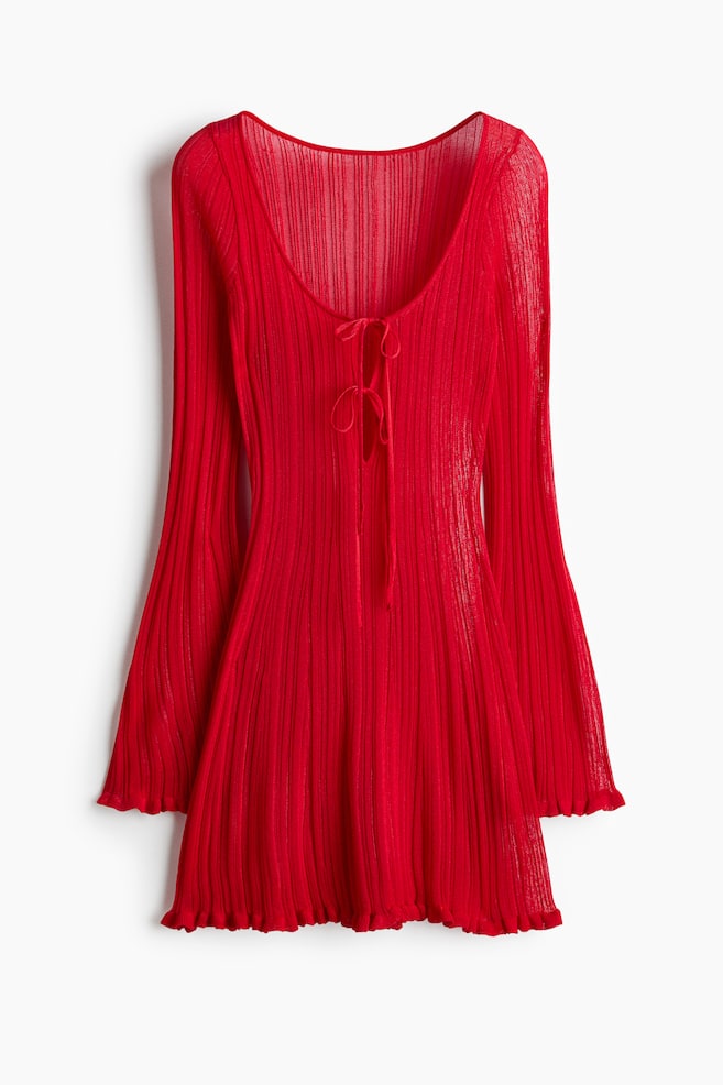Rib-knit beach dress - Red/Orange - 1