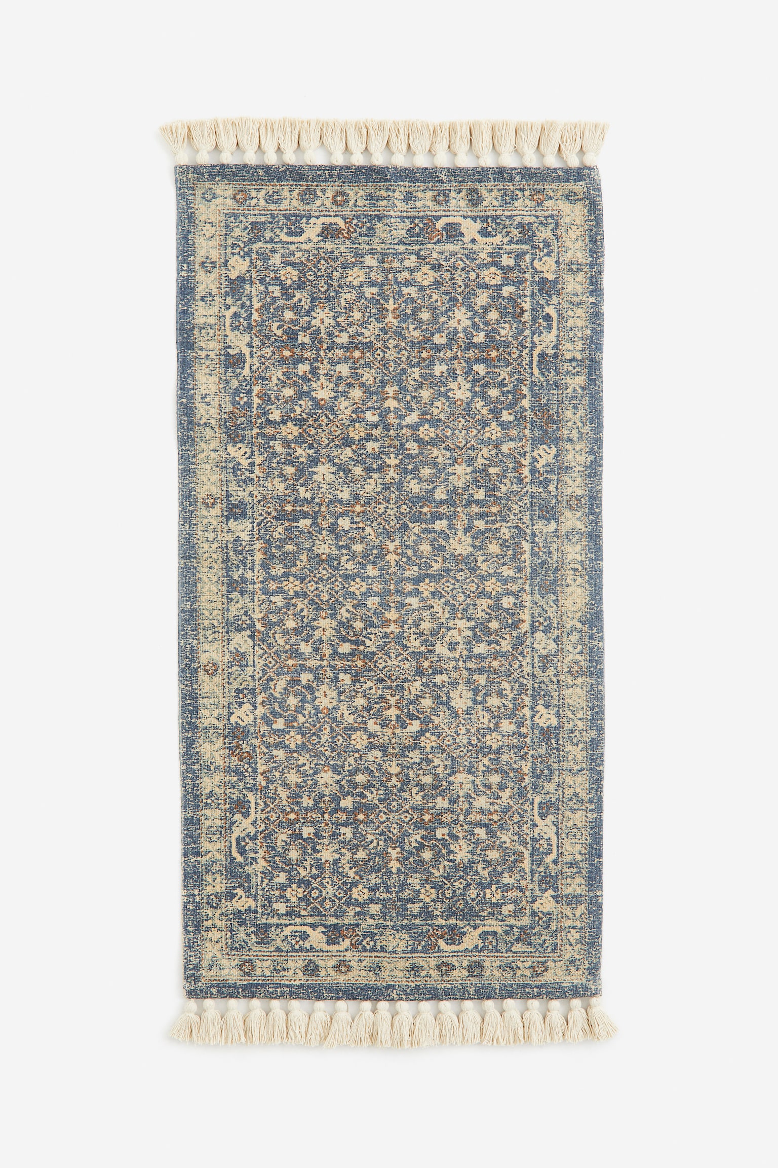 Fringed patterned rug - Blue/Patterned - 1