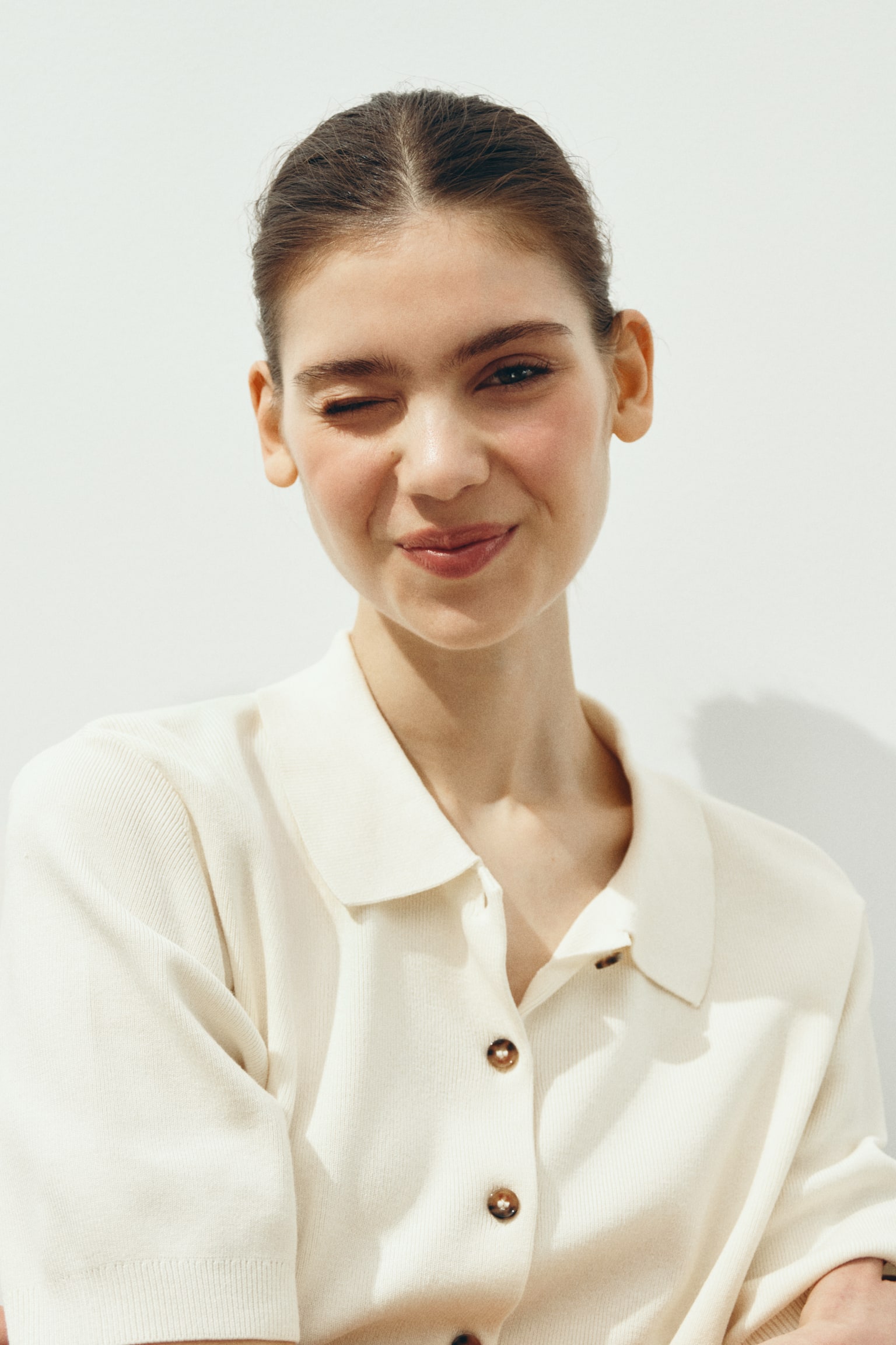 Ζακέτα με γιακά - Κρεμ/Μαύρο/Σκούρο καφέ/Μπορντό/Κρεμ/Σκούρο καφέ/Έντονο μπλε/Μπεζ - 3