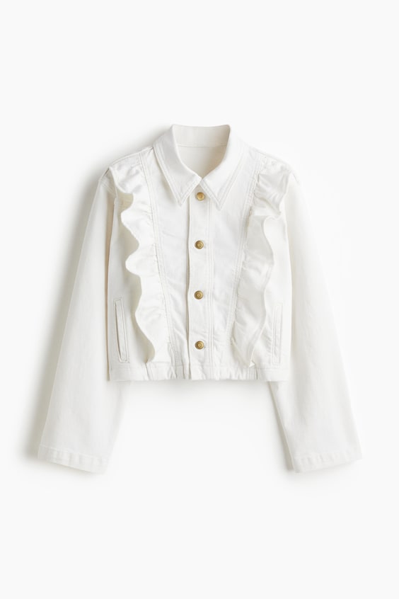 Женские куртки H&M Ruffle-Trimmed Denim Jacket