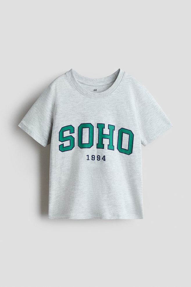 Printed cotton T-shirt - Light grey marl/SOHO/White/Brown striped/Cream/NASA/Green/Palm tree/Grey/Dino Crew/Red/Brooklyn/Grey marl/Street Snacks/Dark green/Venice/Light beige/Dinosaurs/Cream/Dinosaur/Cream/NASA/Red/Miami/Navy blue/Tigers - 1