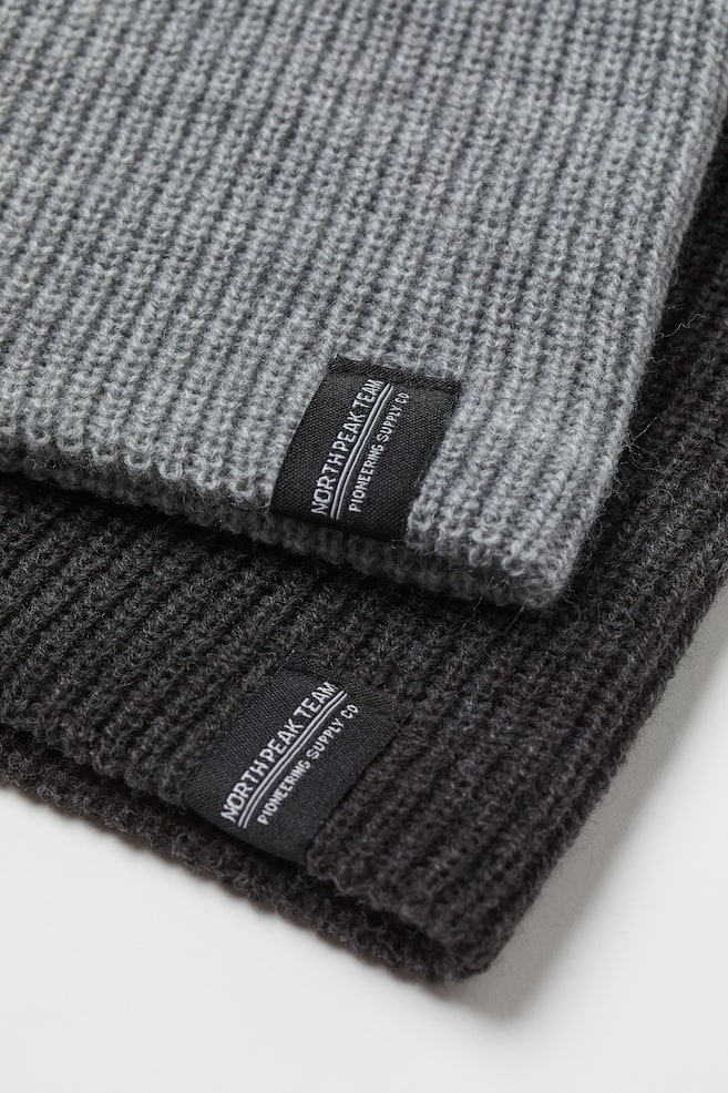 2-pack rib-knit hats - Grey/Dark grey - 4