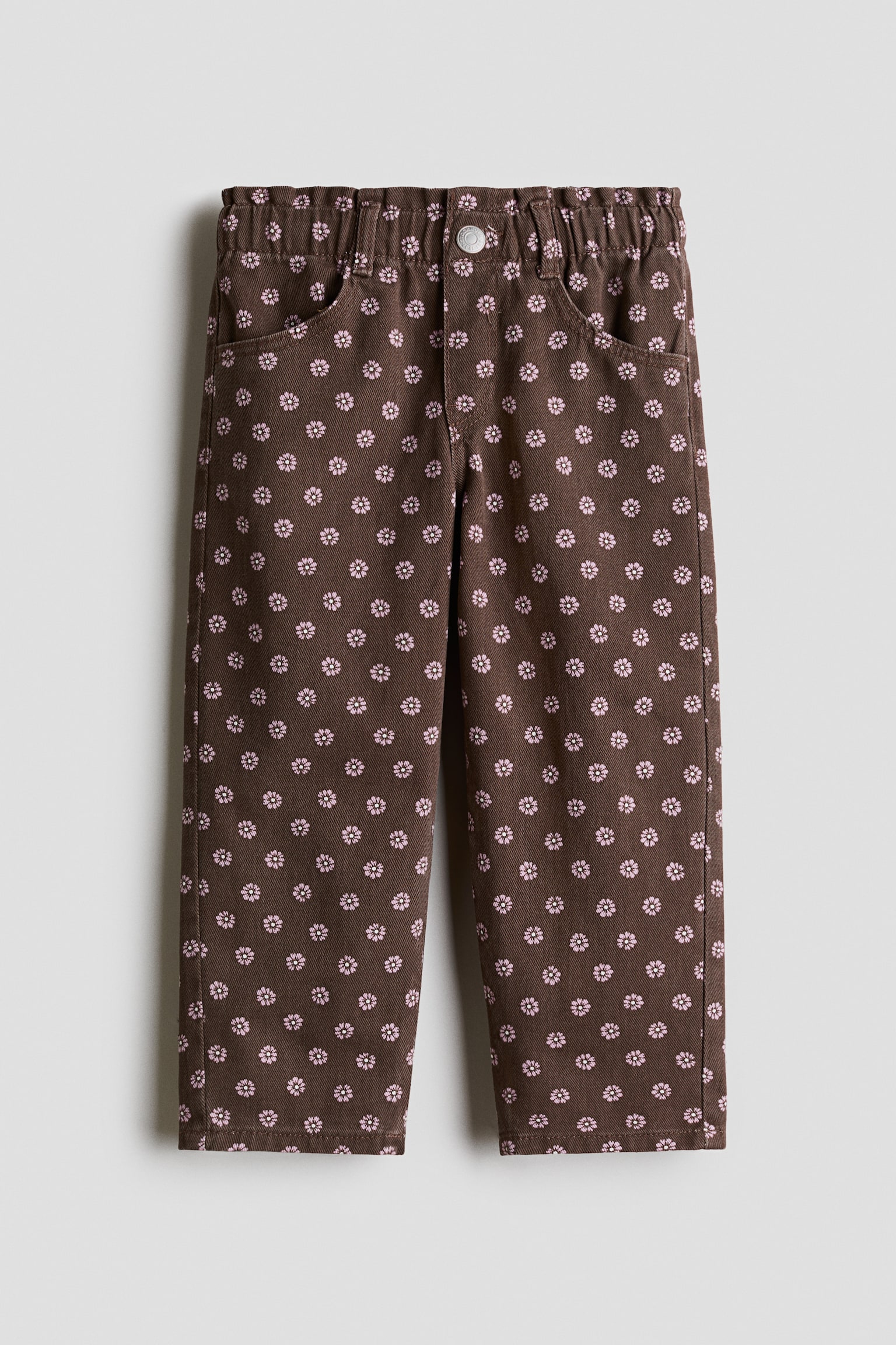 Afslappede paperbag-jeans - Brun/Blomstret/Denimblå/Lys rosa/Prikket/Mørk denimblå/Denimsort/Lys denimblå