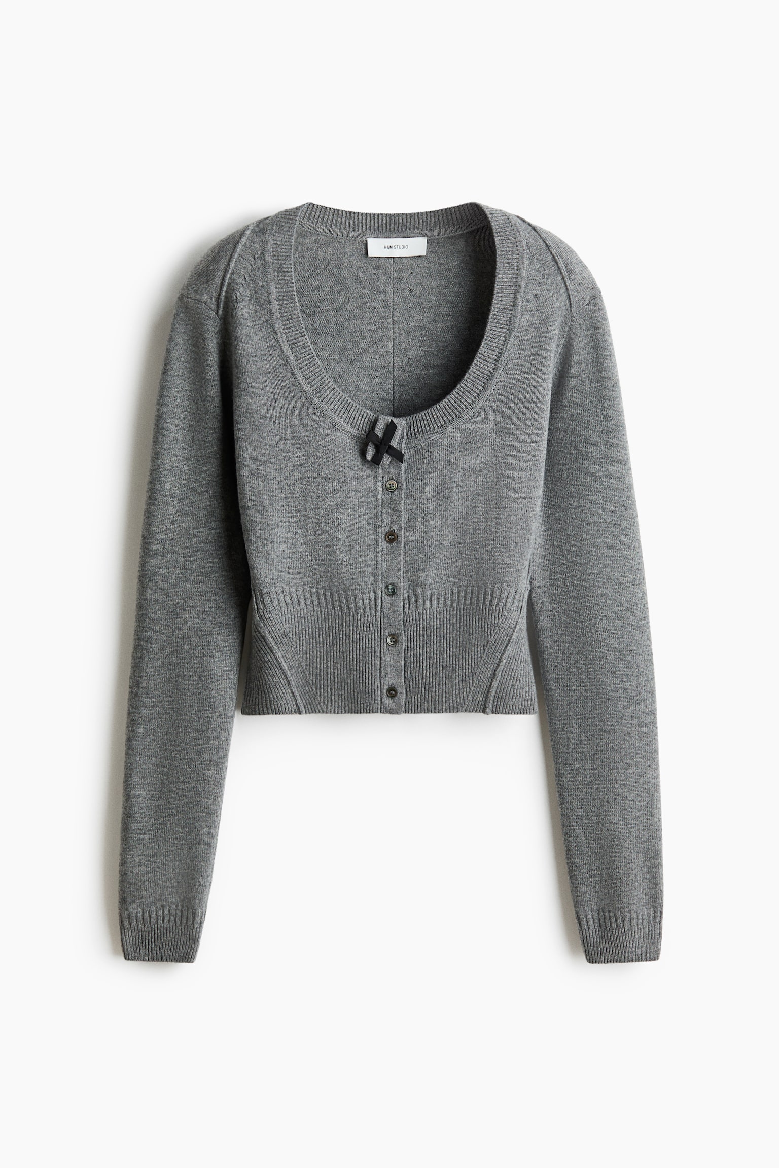 Женский кардиган H&M Wool, цвет: Серый меланжевый — фото 1