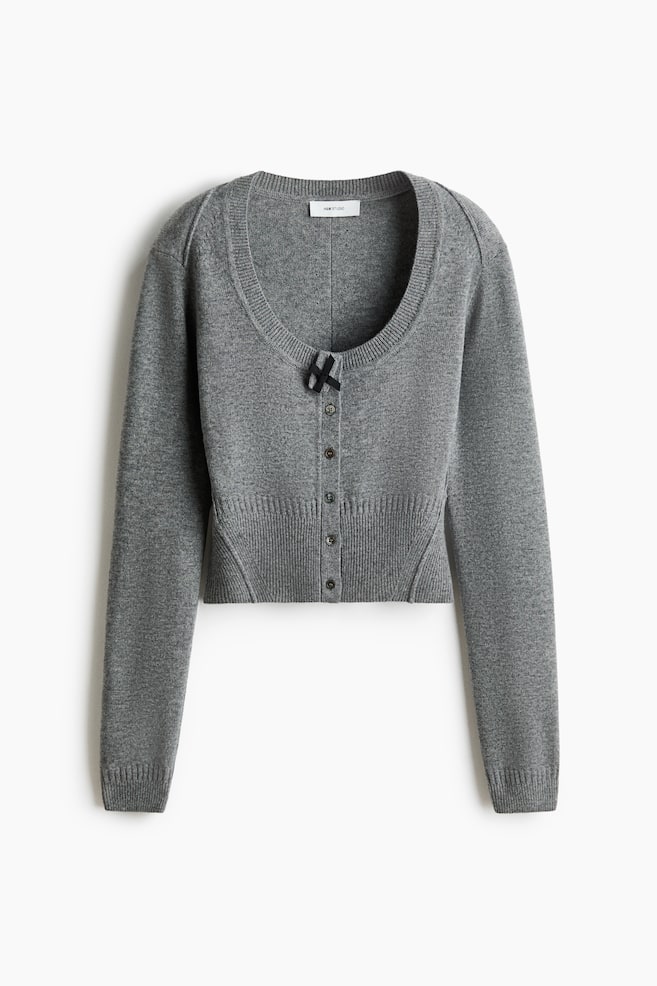 Wool Cardigan - Gray melange - 1
