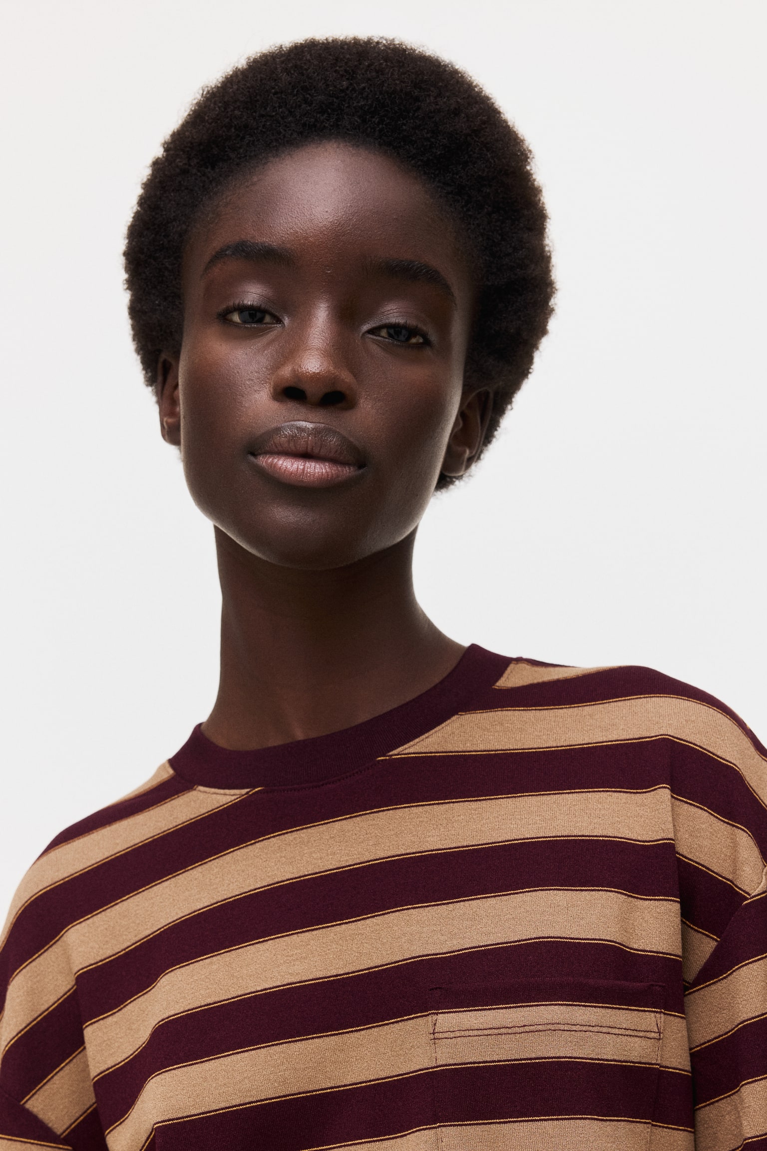 Pocket-detail top - Burgundy/Striped/Navy blue/Striped - 3