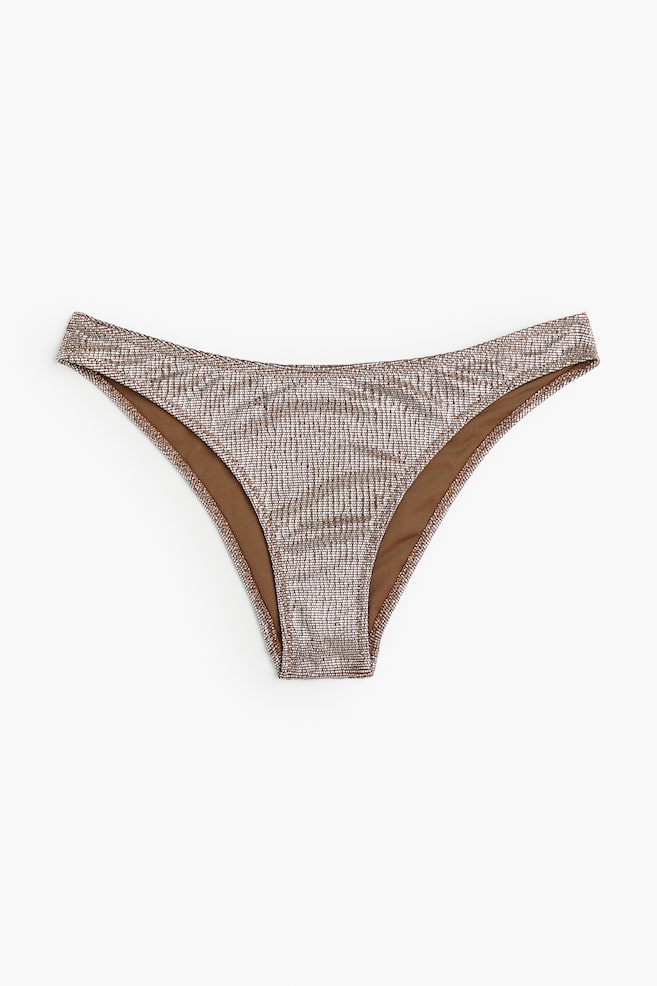 High-leg bikini bottoms - Brown/Silver-coloured - 1