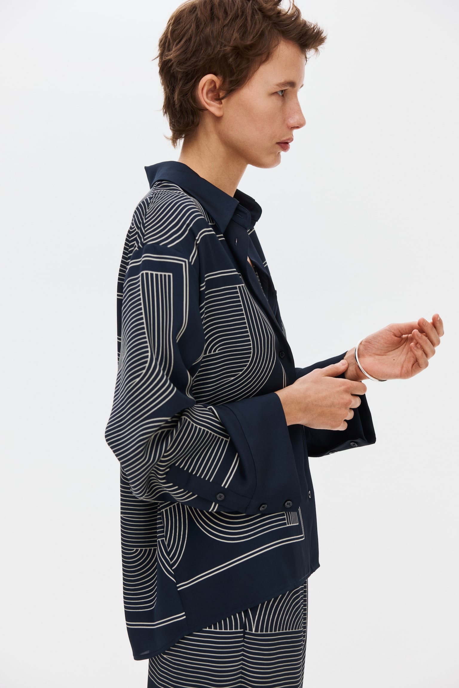 Oversized twill shirt - Navy blue/Patterned/Burgundy/Patterned - 3