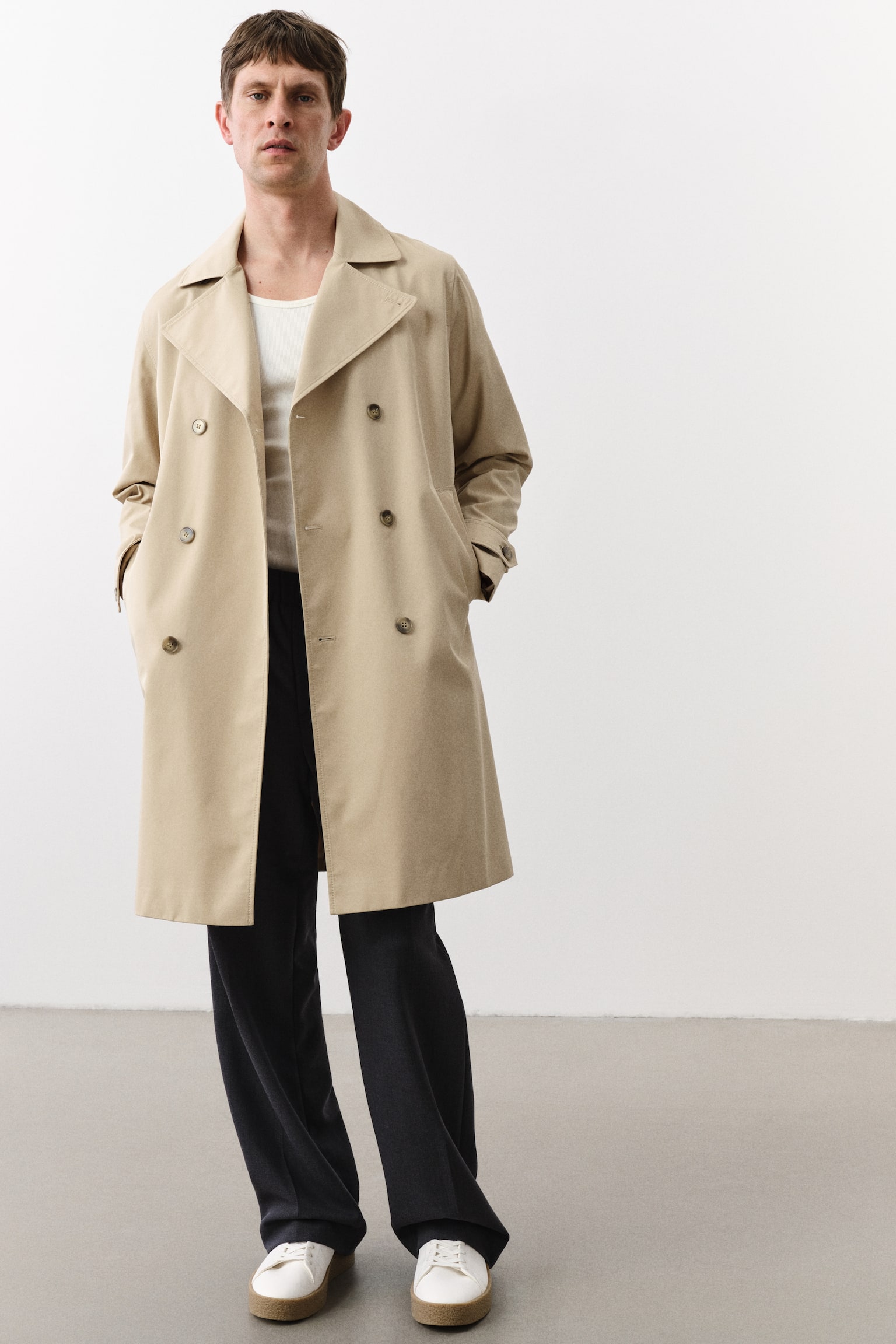 Regular Fit Trench coat - Beige/Black - 2