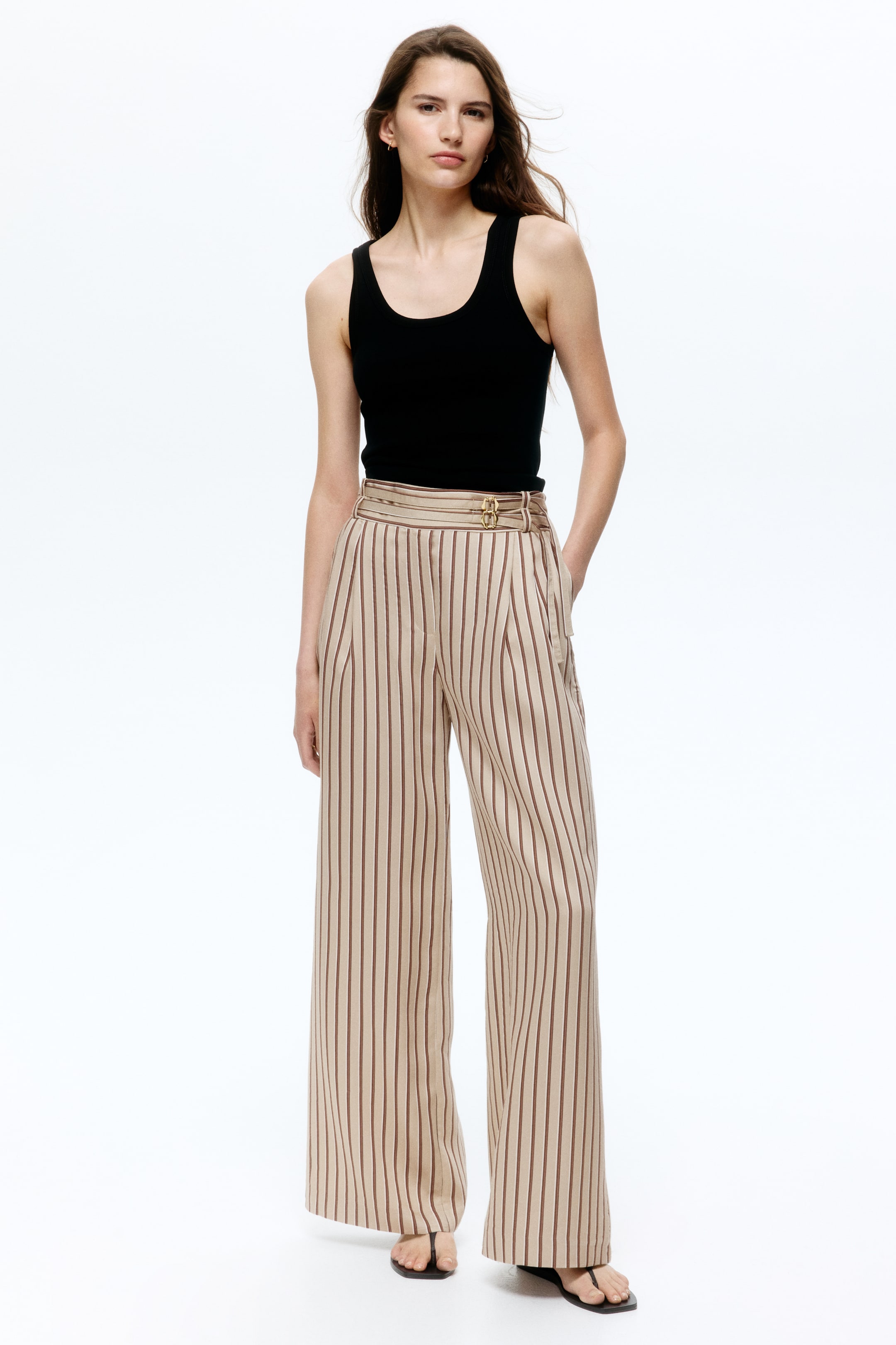 Viscose-Blend Pants with Belt