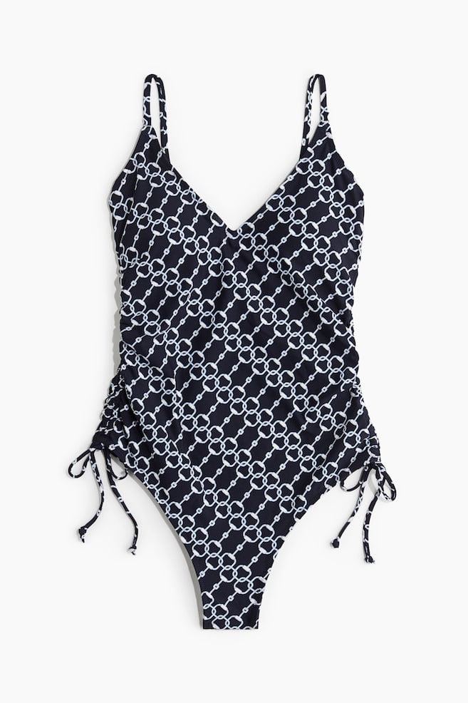 Badpak met padded cups - Marineblauw/wit dessin/Zwart/wit dessin - 1