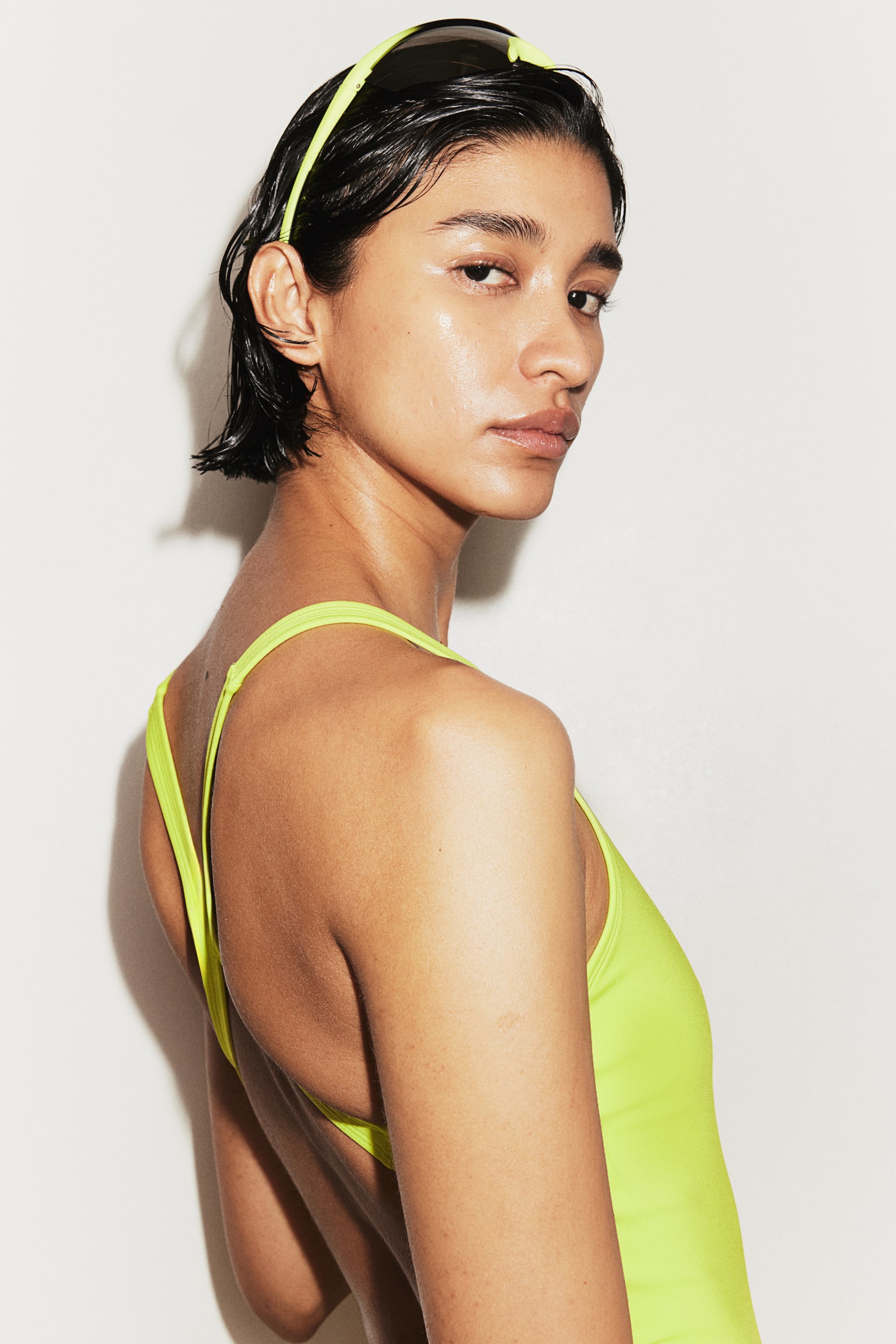 Activewear Swimsuit - Neon green/Black/Dark khaki green - 6