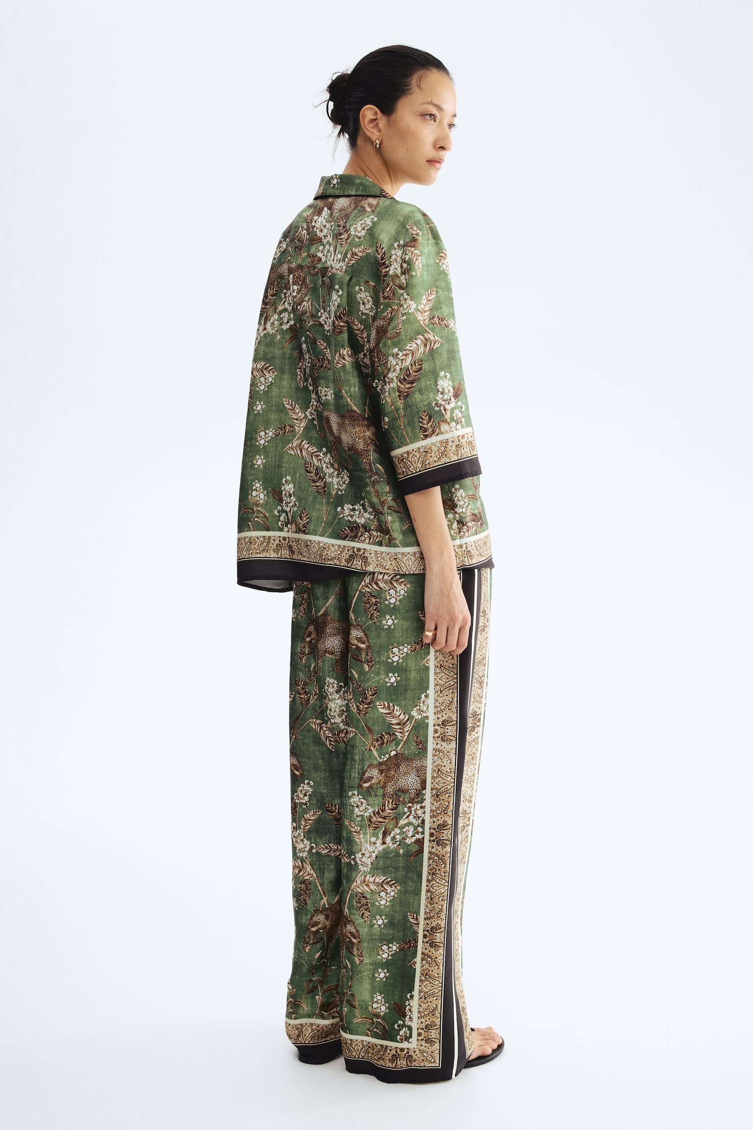 Printed resort shirt - Green/Leopards - 3