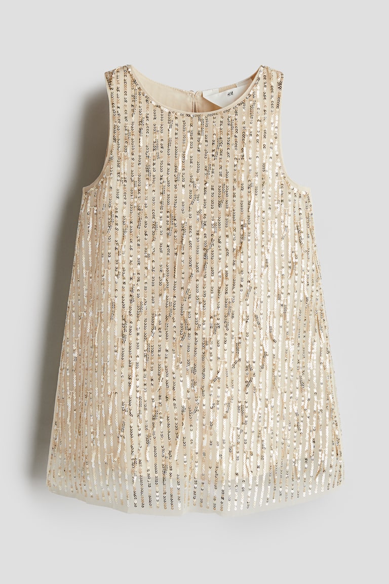 gold sequin dress girls Guess Girls Sequin Tulle Dress in Beige 6 Yrs