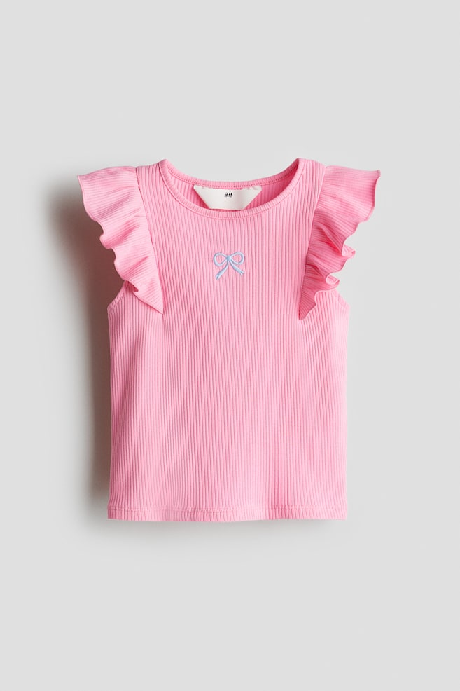 Embroidered-Motif Tank Top - Pink - 1