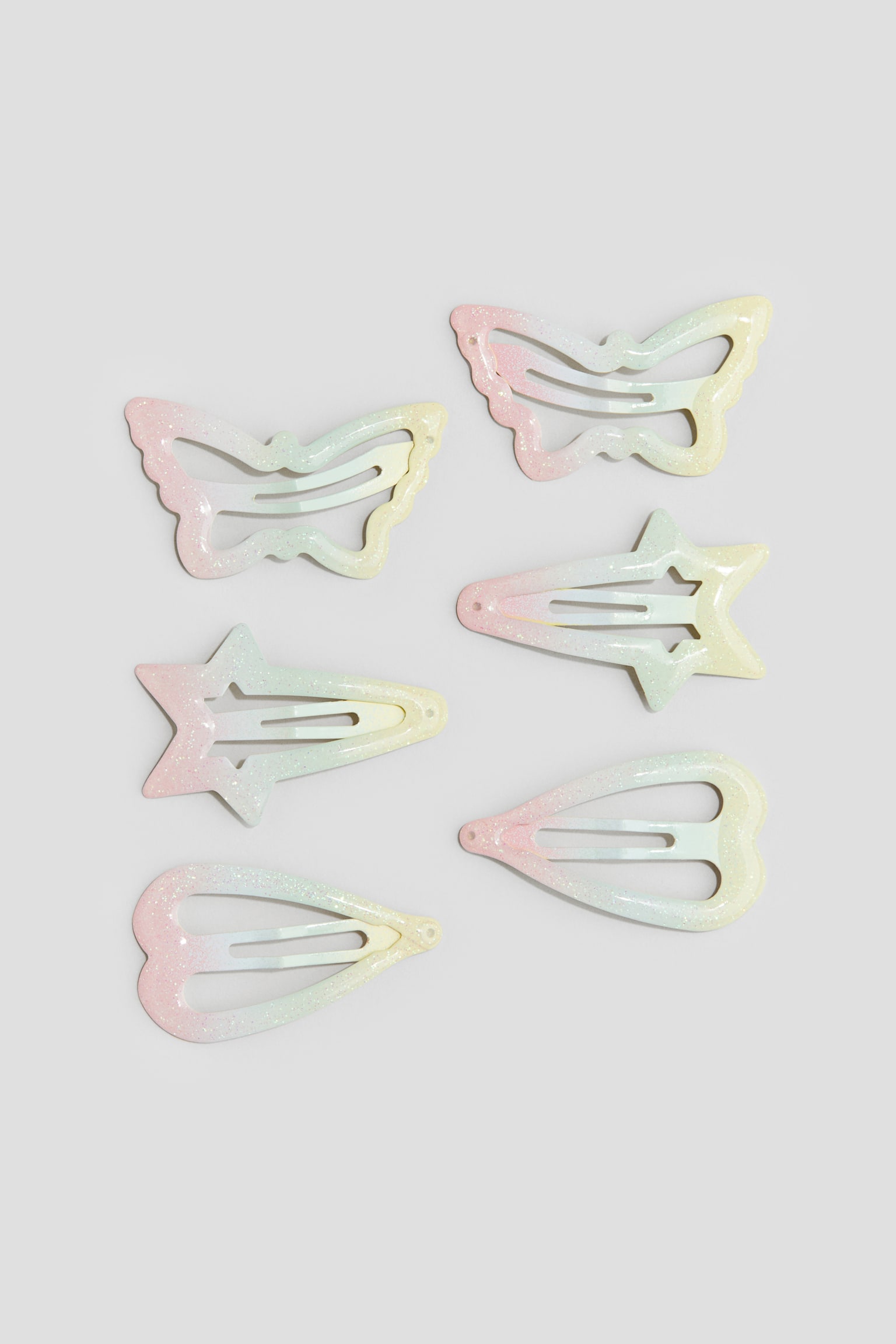 6-pack hair clips - Light yellow/Pink - 1