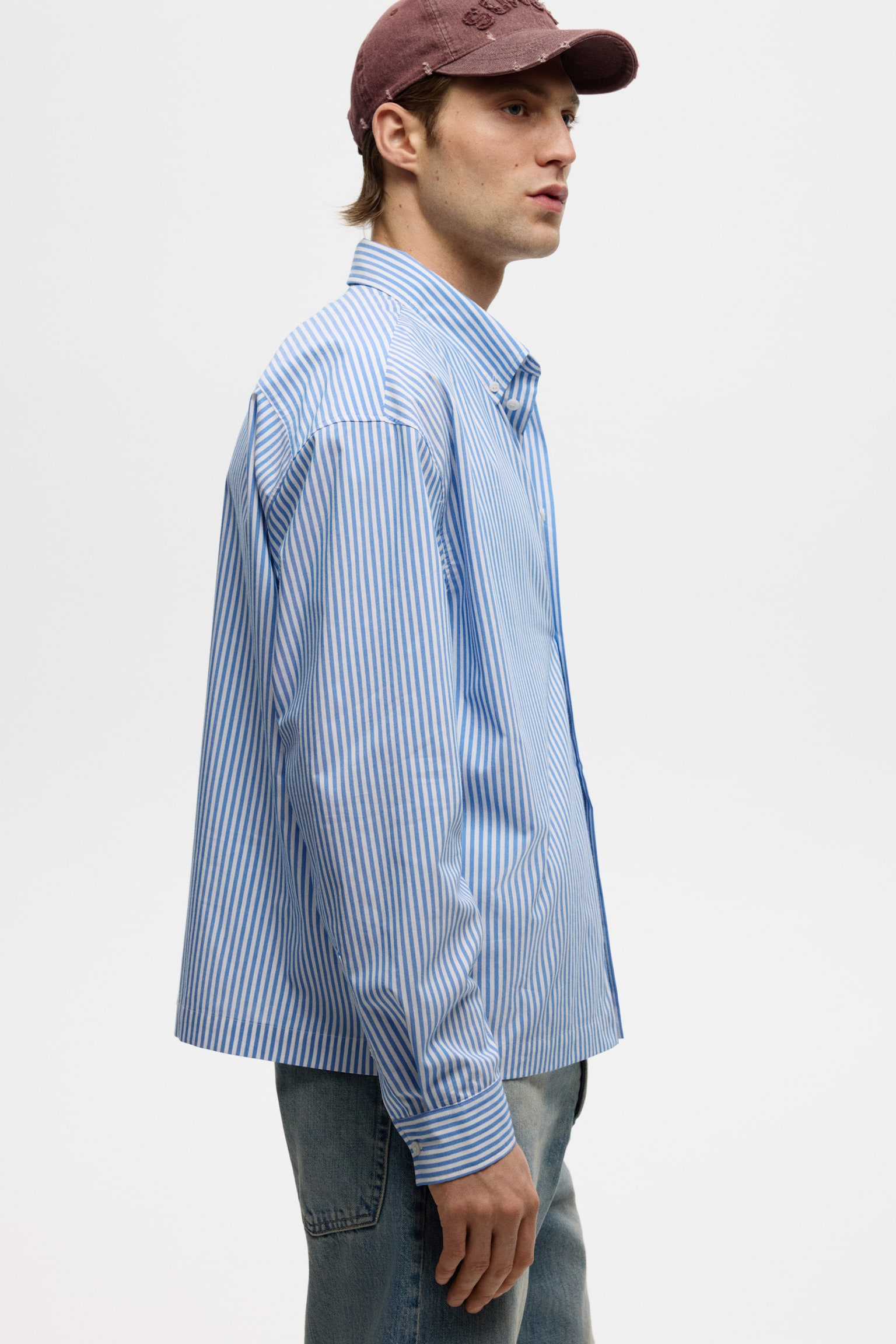 Relaxed Fit Cotton shirt - Light blue/Striped/Light blue/Striped - 7
