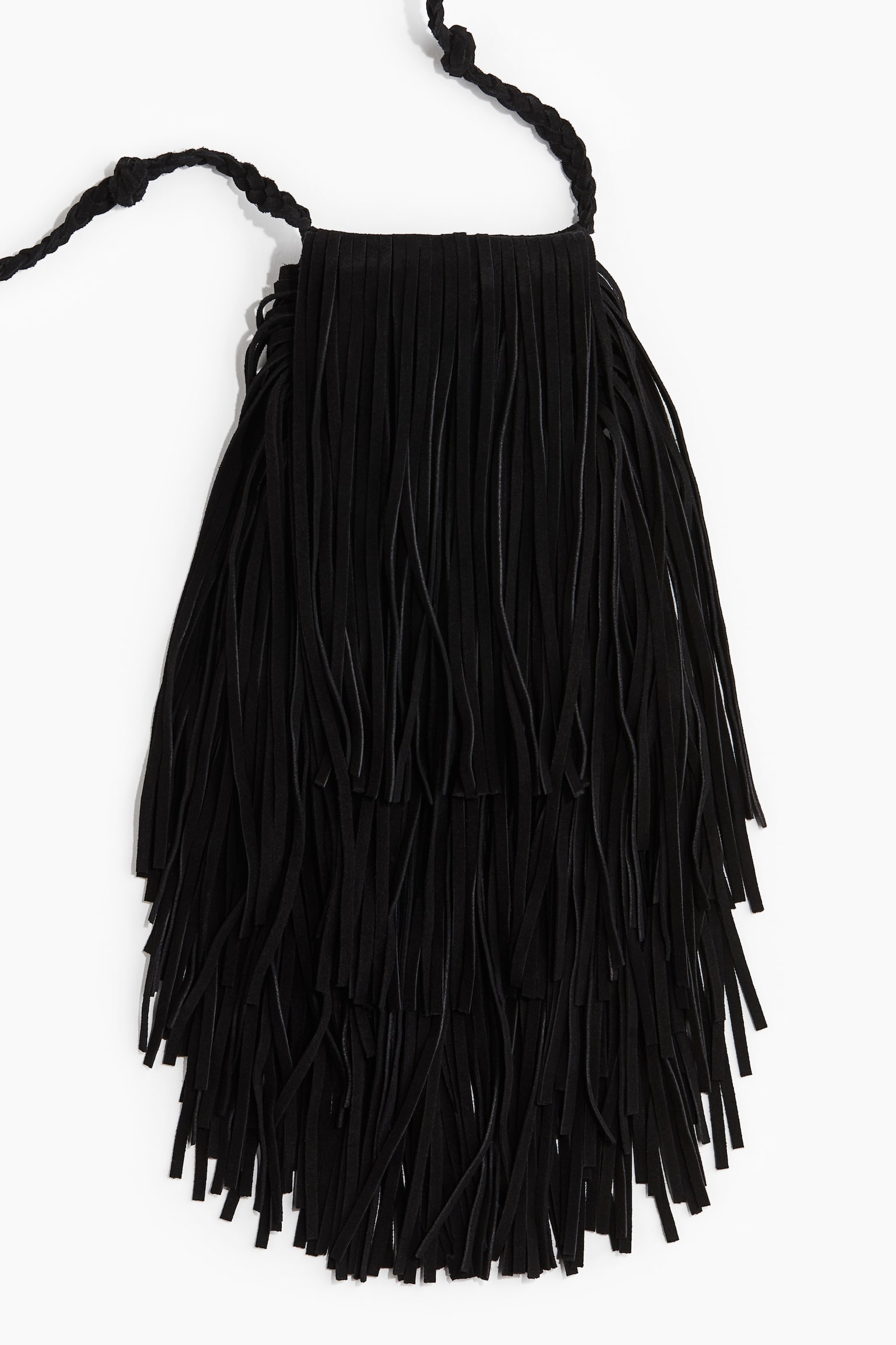 Fringe Suede Phone Bag - Black - 2