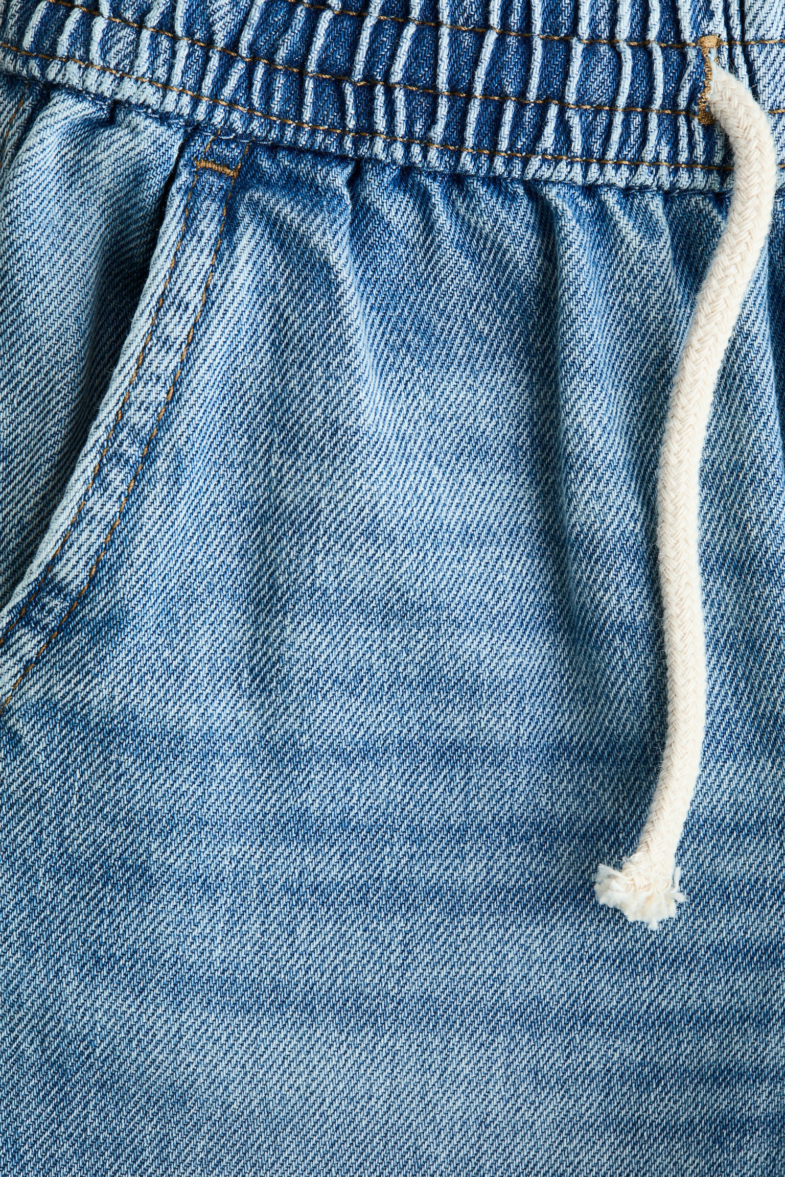 Pantalon en twill avec taille élastique - Bleu denim clair/Crème/rayé - 6
