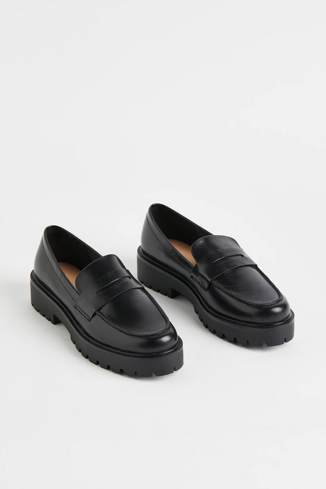 Leather loafers - Black/Black - 4