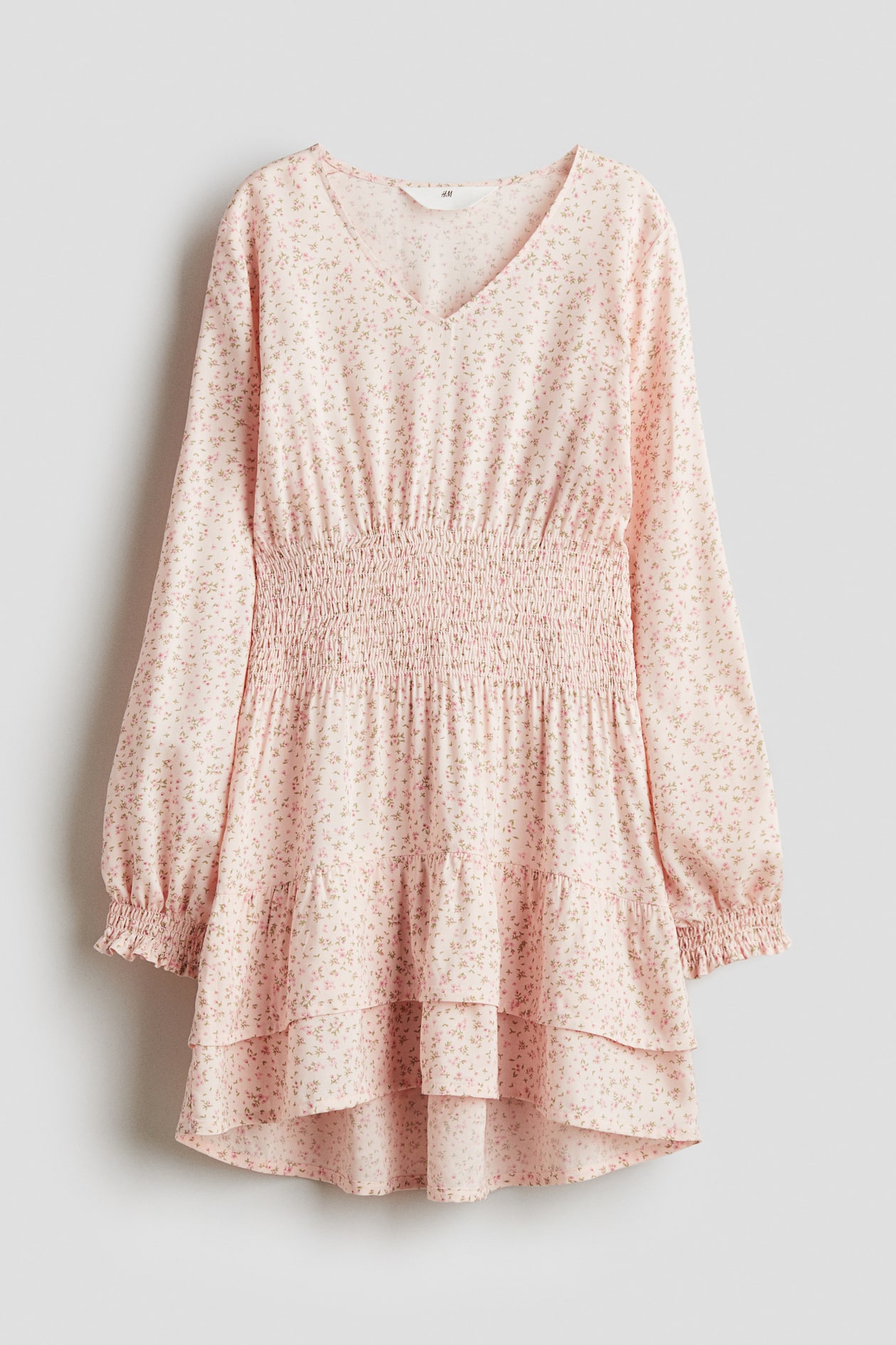 Pink/Floral Smock-detail dress for kids | H&M