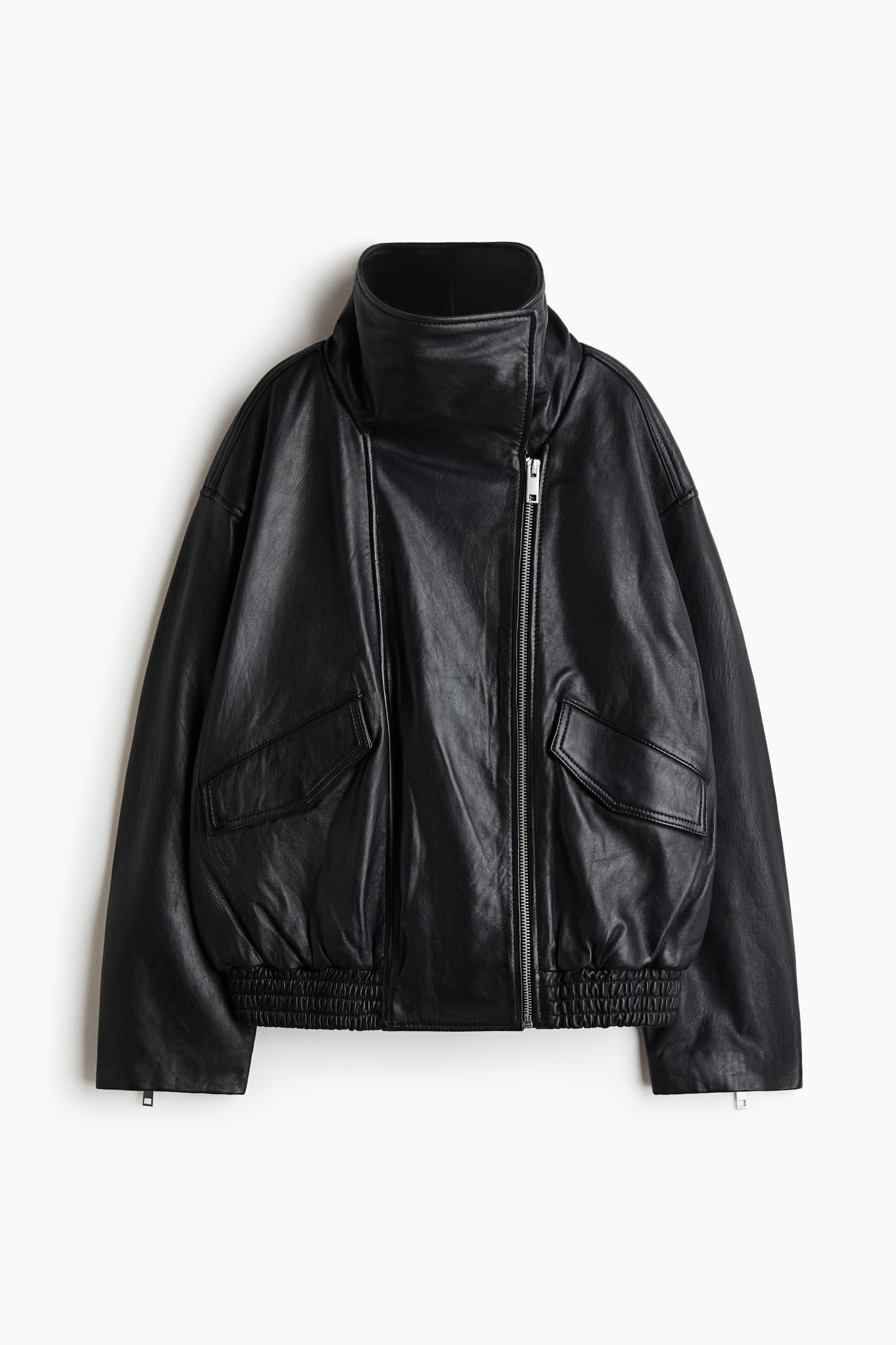 Oversized Leather Jacket - Black