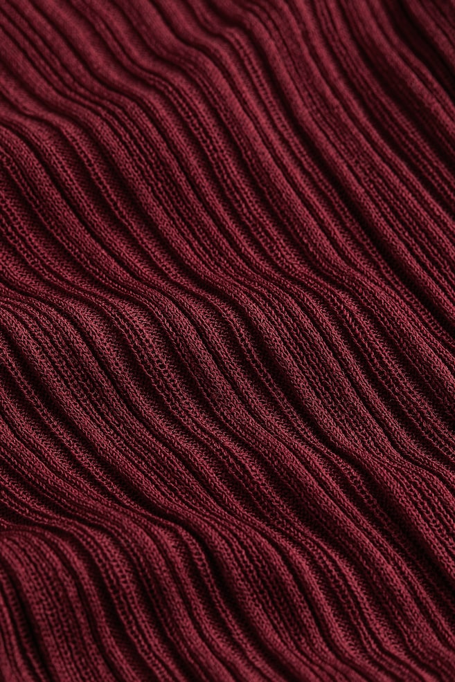 Rib-knit turtleneck top - Dark red/Cream/Dark beige - 6