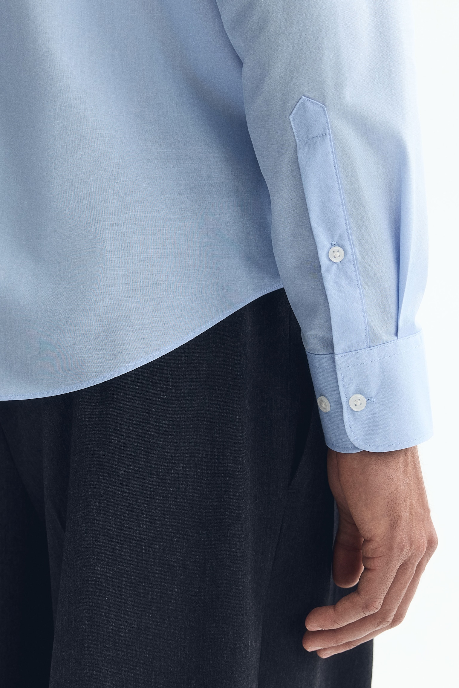 Мужская рубашка H&M Regular Fit Easy-iron, цвет: Светлый синий — фото 4